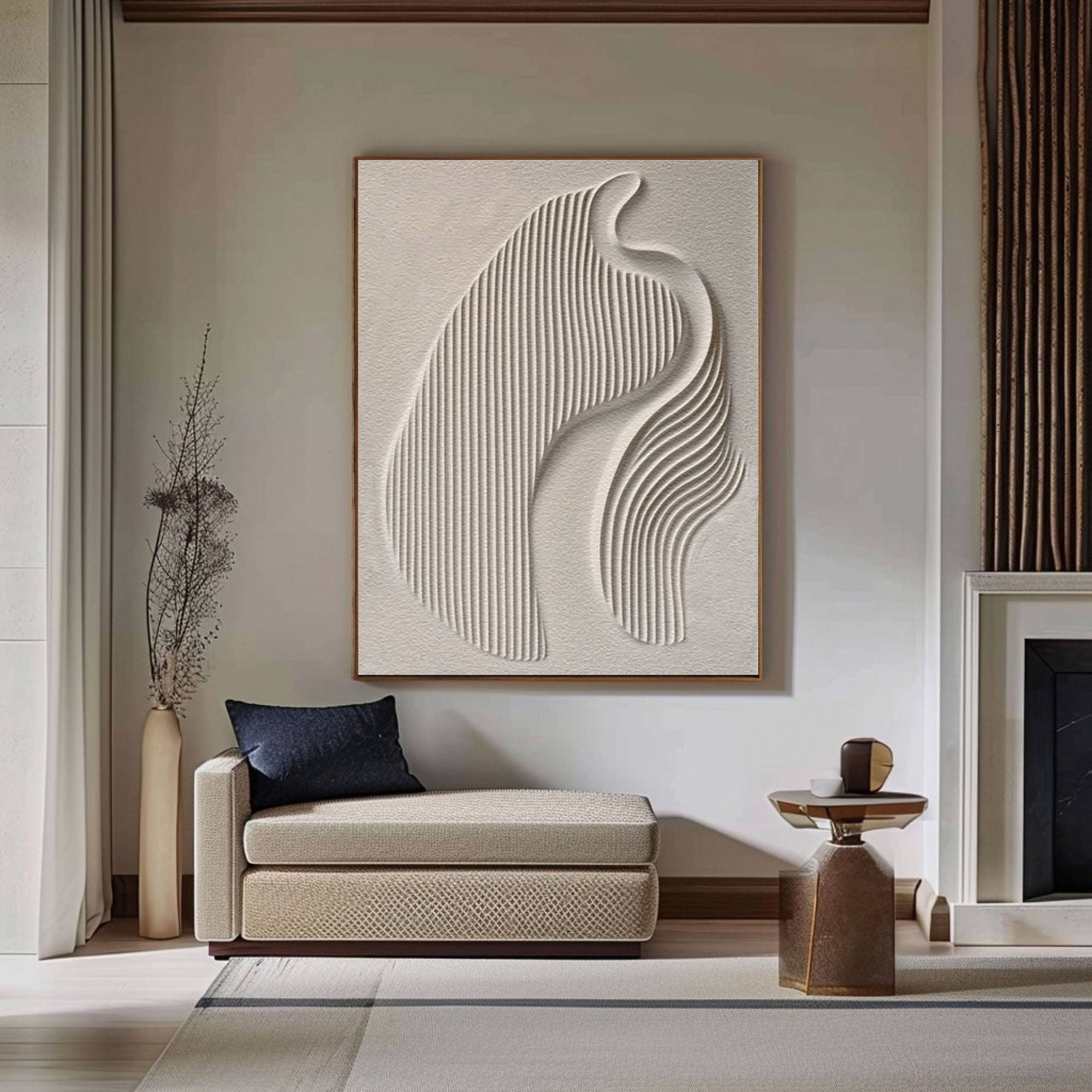 Large 3D Minimalist Abstract Canvas with Intricate Textured Design #BBM 042