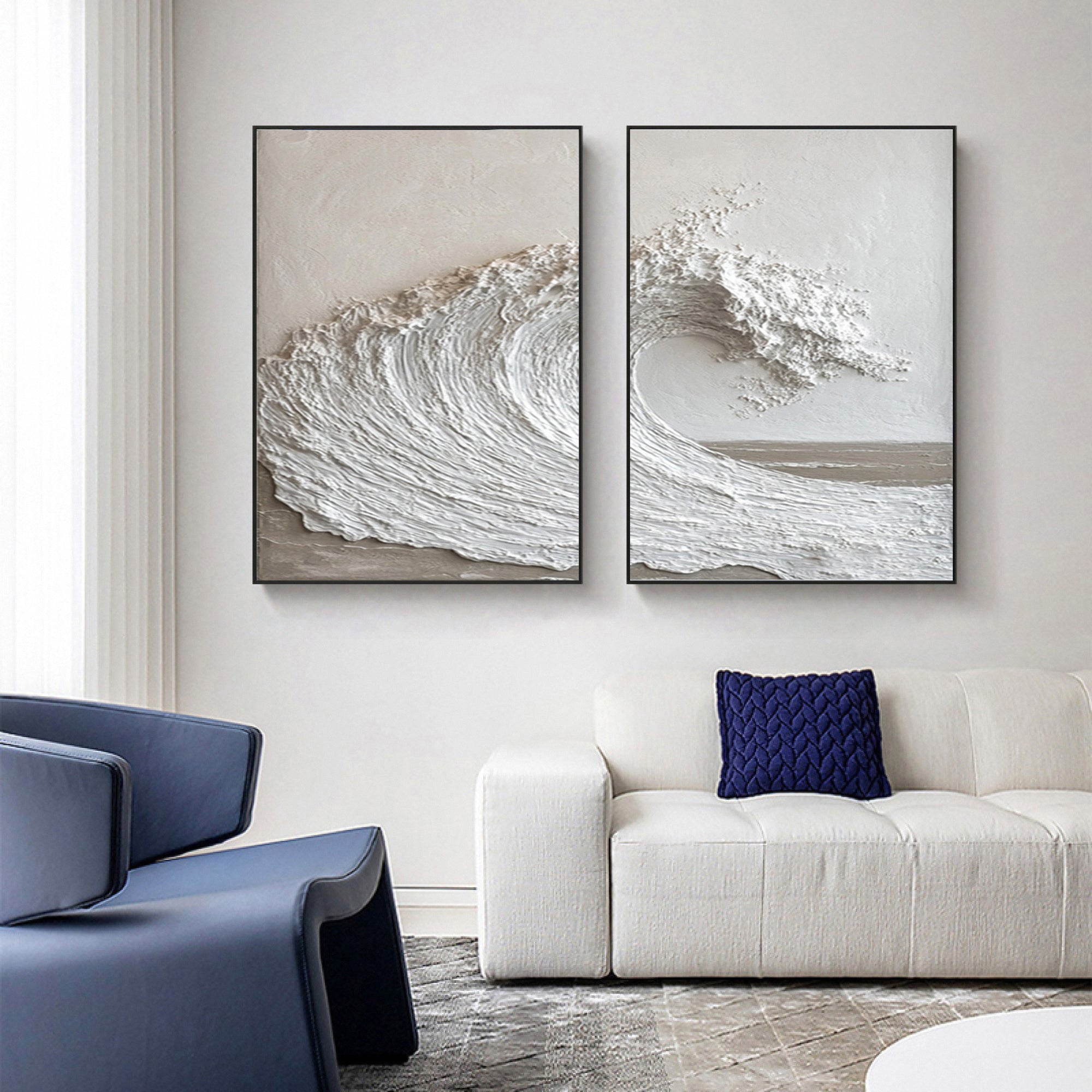 Textured Ocean Wave Art 3D Oil Painting for Modern Living Rooms #BBS 025