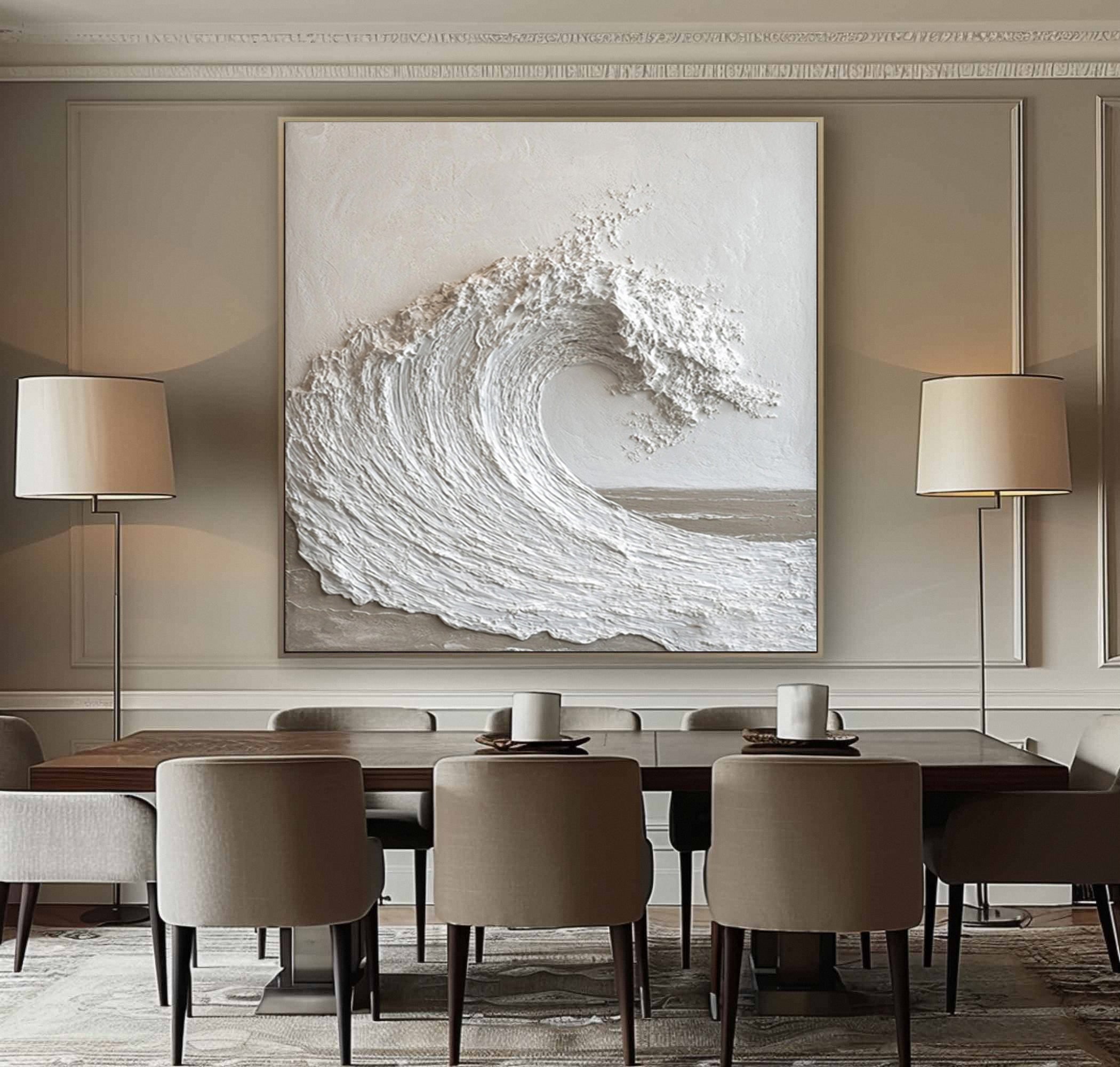 Majestic Ocean Wave Textured Canvas for Elegant Coastal Home Decor #BBM 059