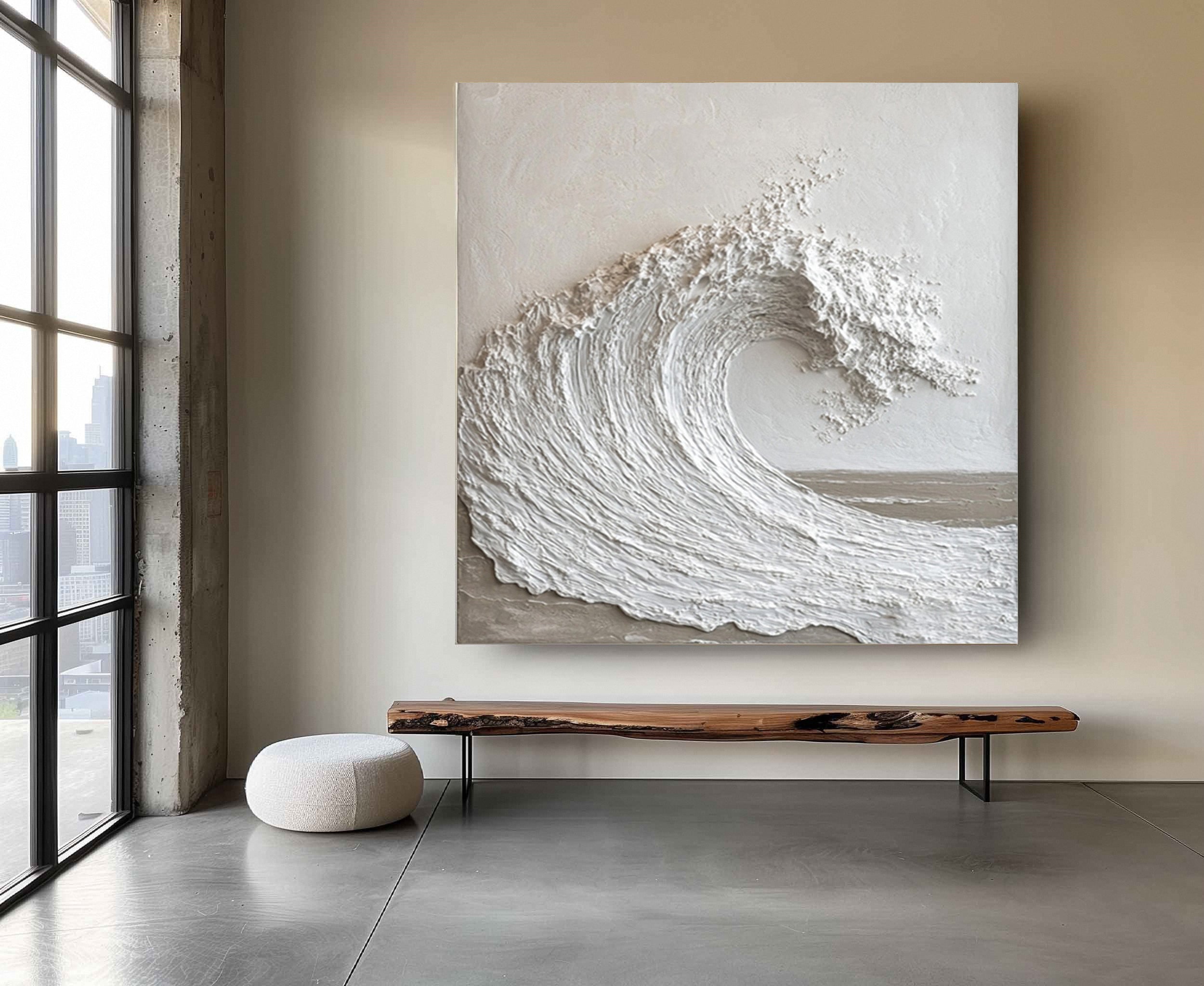 Majestic Ocean Wave Textured Canvas for Elegant Coastal Home Decor #BBM 059