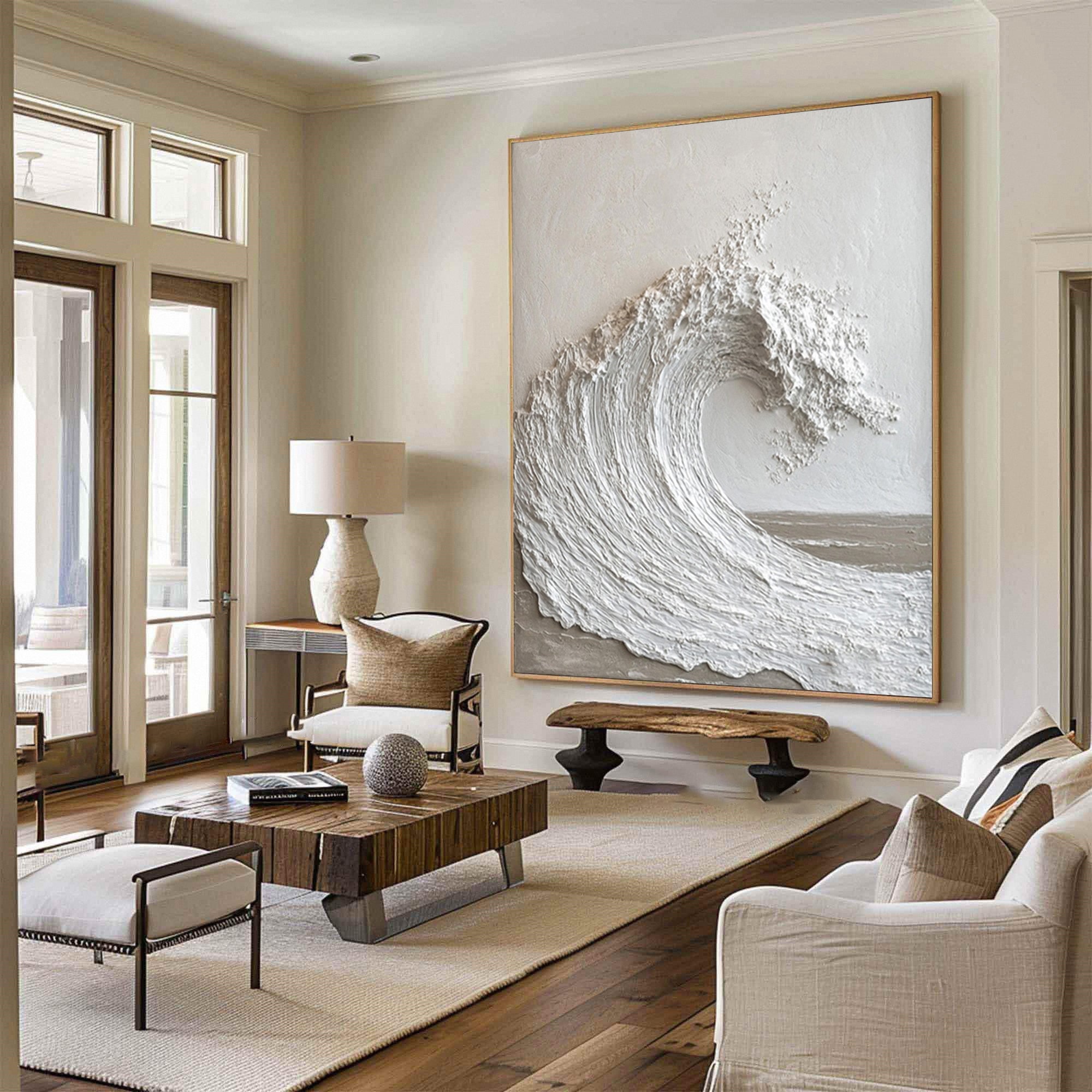 Majestic Ocean Wave Textured Canvas for Elegant Coastal Home Decor #BBM 058