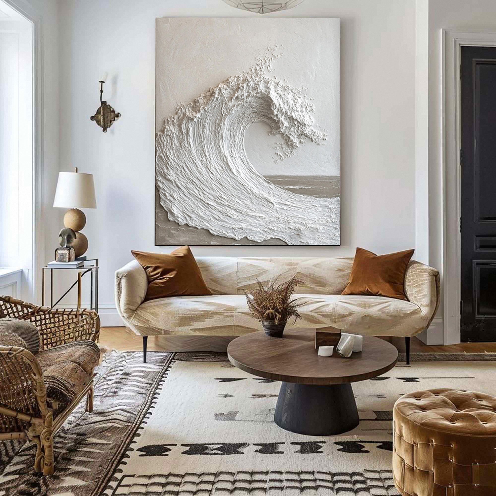 Majestic Ocean Wave Textured Canvas for Elegant Coastal Home Decor #BBM 058