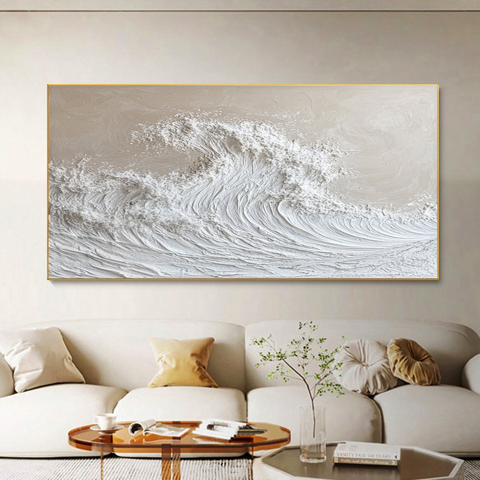 Modern Nature-Inspired Wall Art Textured Wave Oil Painting #BBM 050