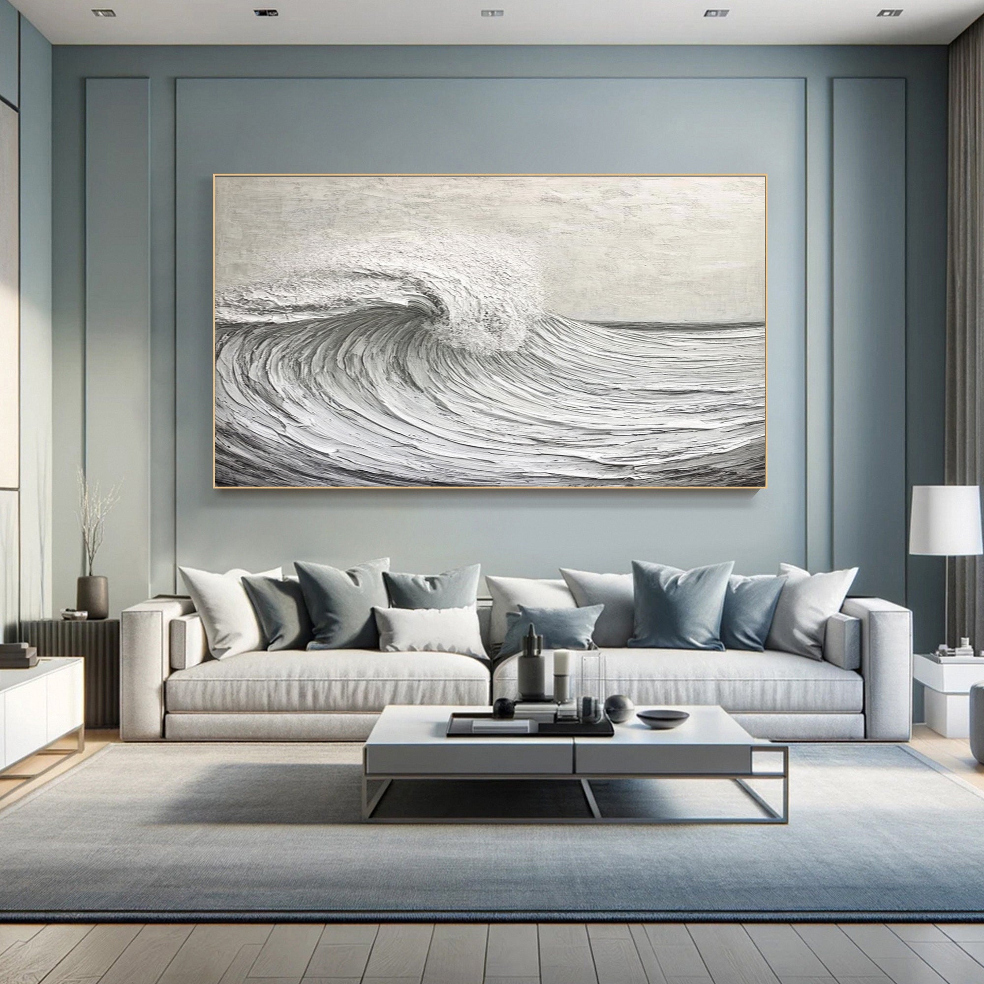 Large Textured Ocean Wave Artwork for Sophisticated Interior Design #BBM 051