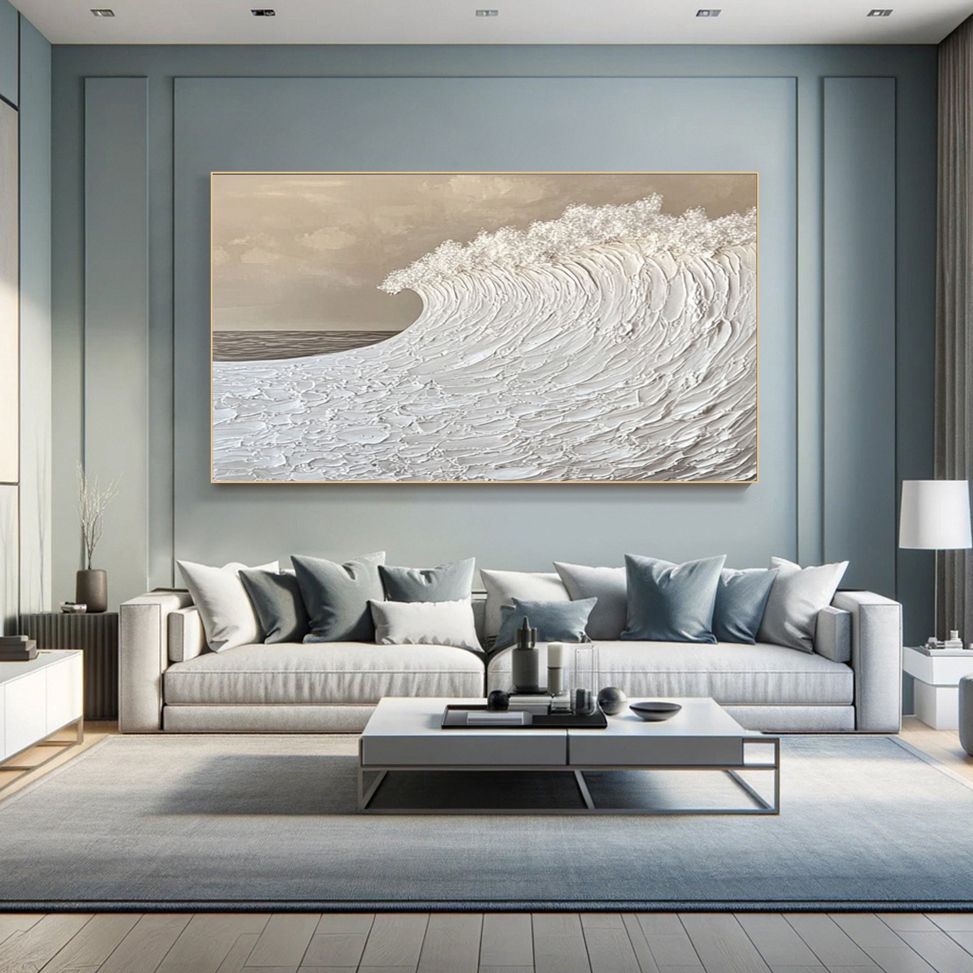 Large Textured Ocean Wave Artwork for Sophisticated Interior Design #BBM 053