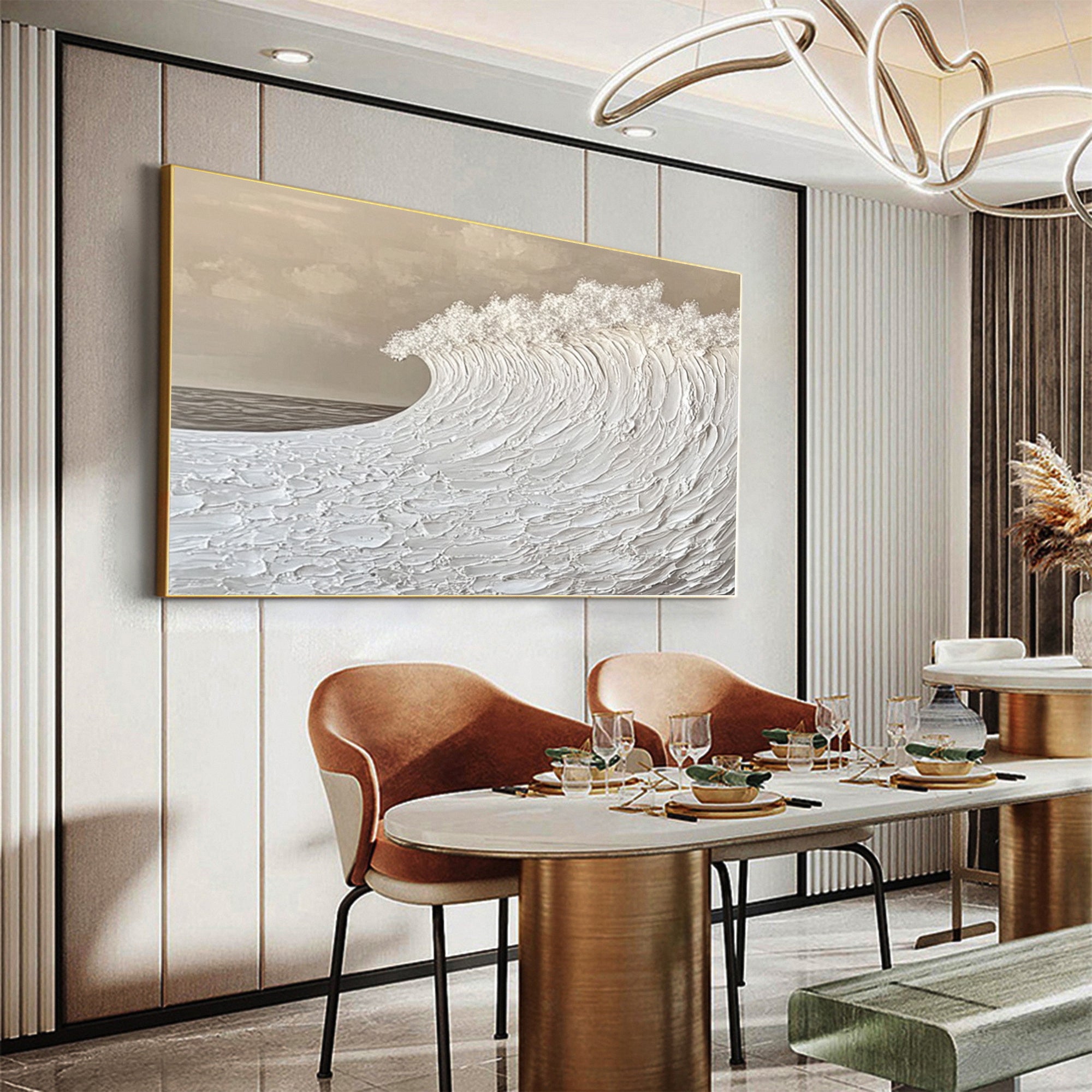 Large Textured Ocean Wave Artwork for Sophisticated Interior Design #BBM 053