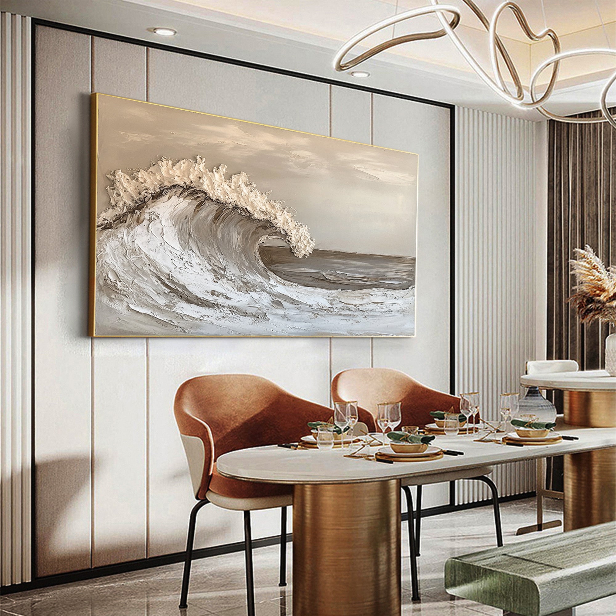 Large Textured Ocean Wave Artwork for Sophisticated Interior Design #BBM 052