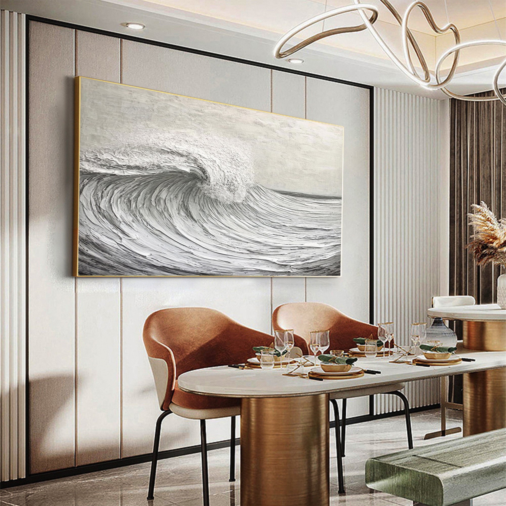 Large Textured Ocean Wave Artwork for Sophisticated Interior Design #BBM 051