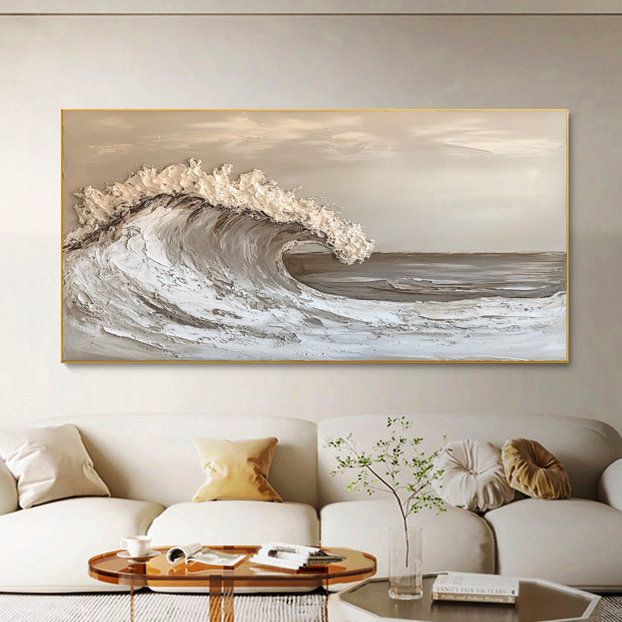 Large Textured Ocean Wave Artwork for Sophisticated Interior Design #BBM 052