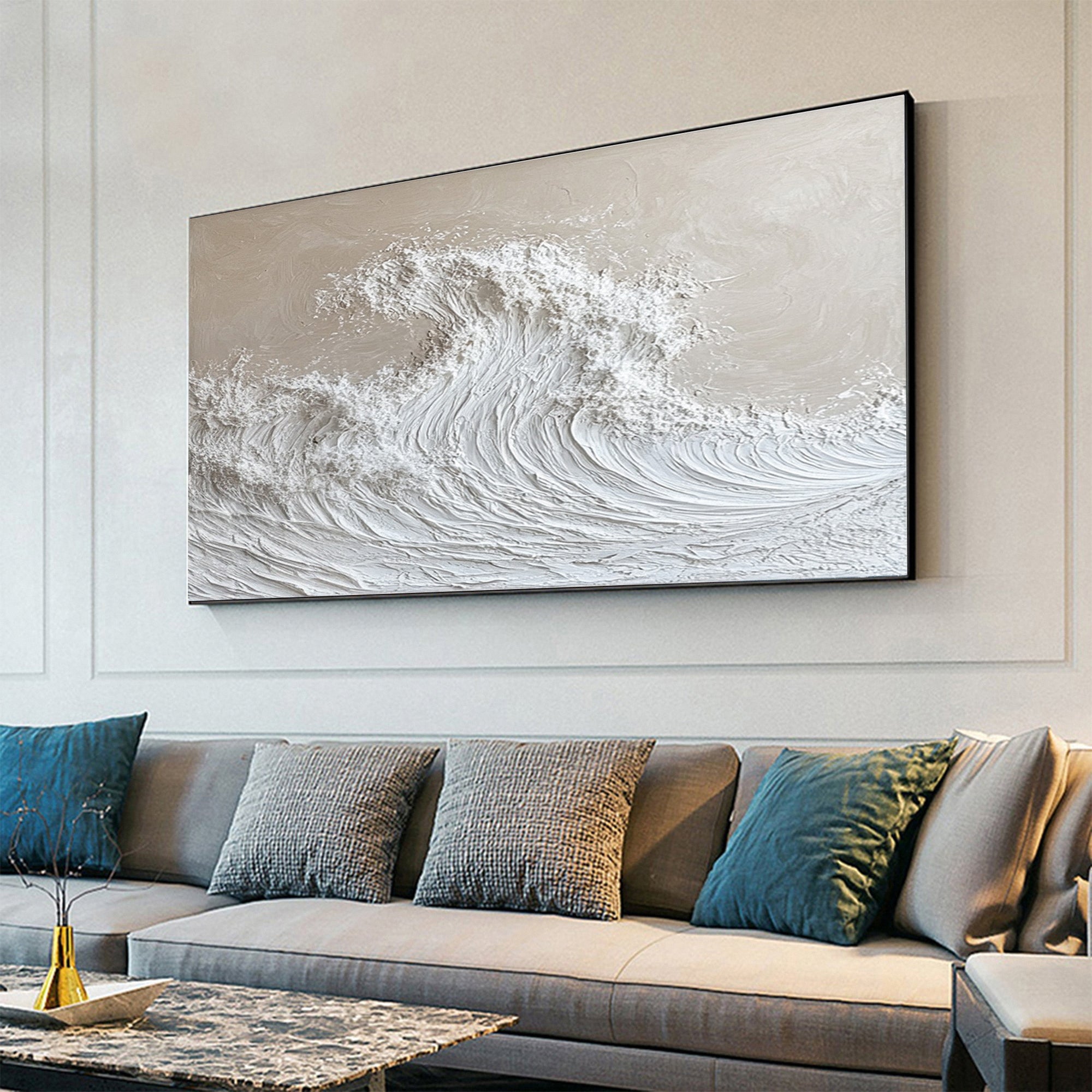 Modern Nature-Inspired Wall Art Textured Wave Oil Painting #BBM 050