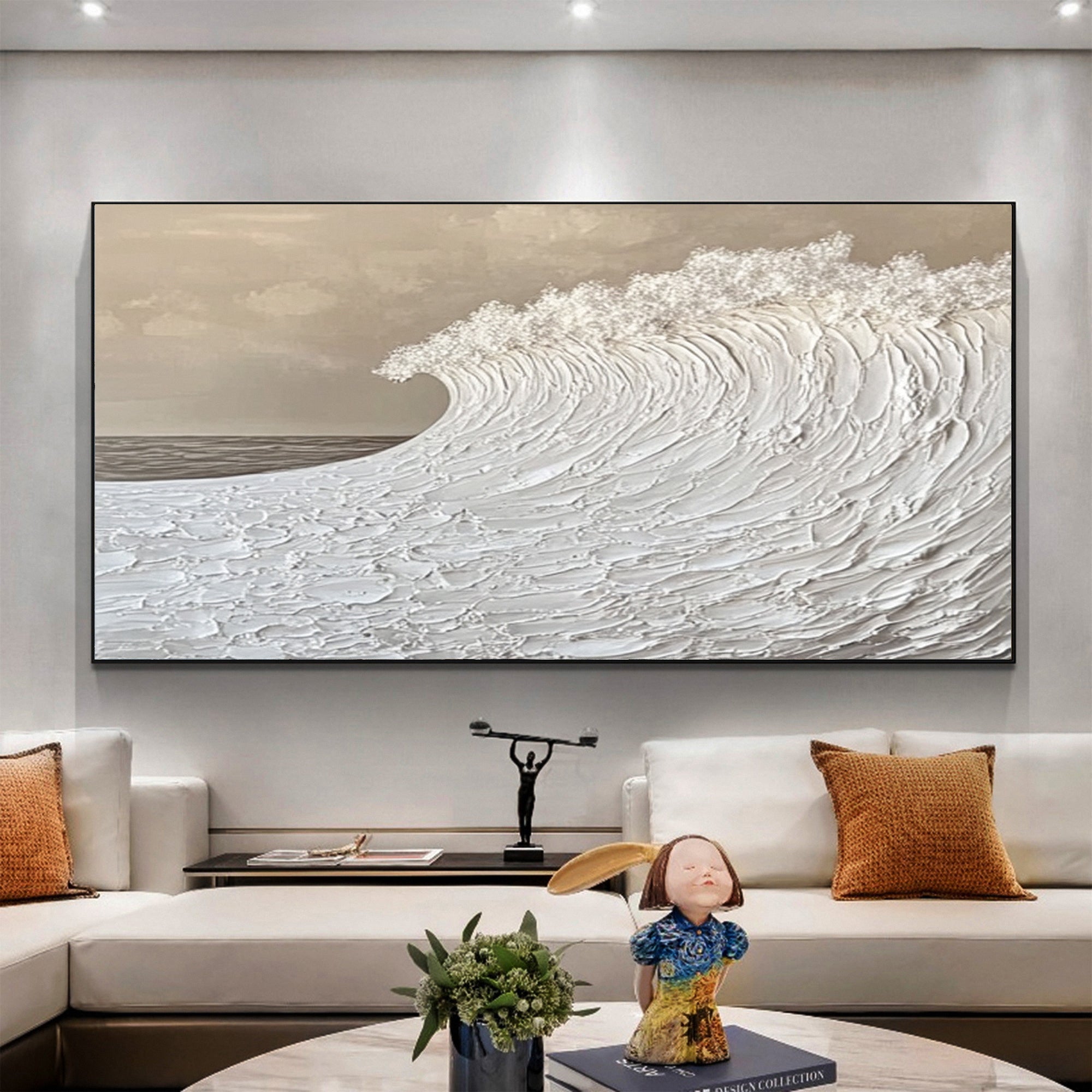 Large Textured Ocean Wave Artwork for Sophisticated Interior Design #BBM 053