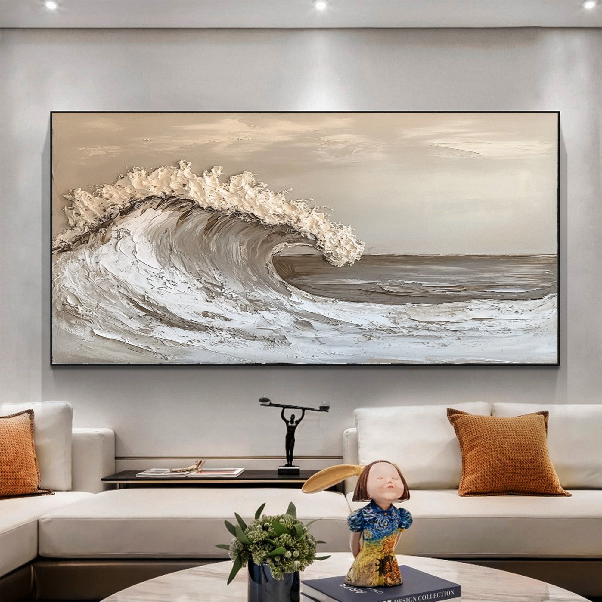 Large Textured Ocean Wave Artwork for Sophisticated Interior Design #BBM 052