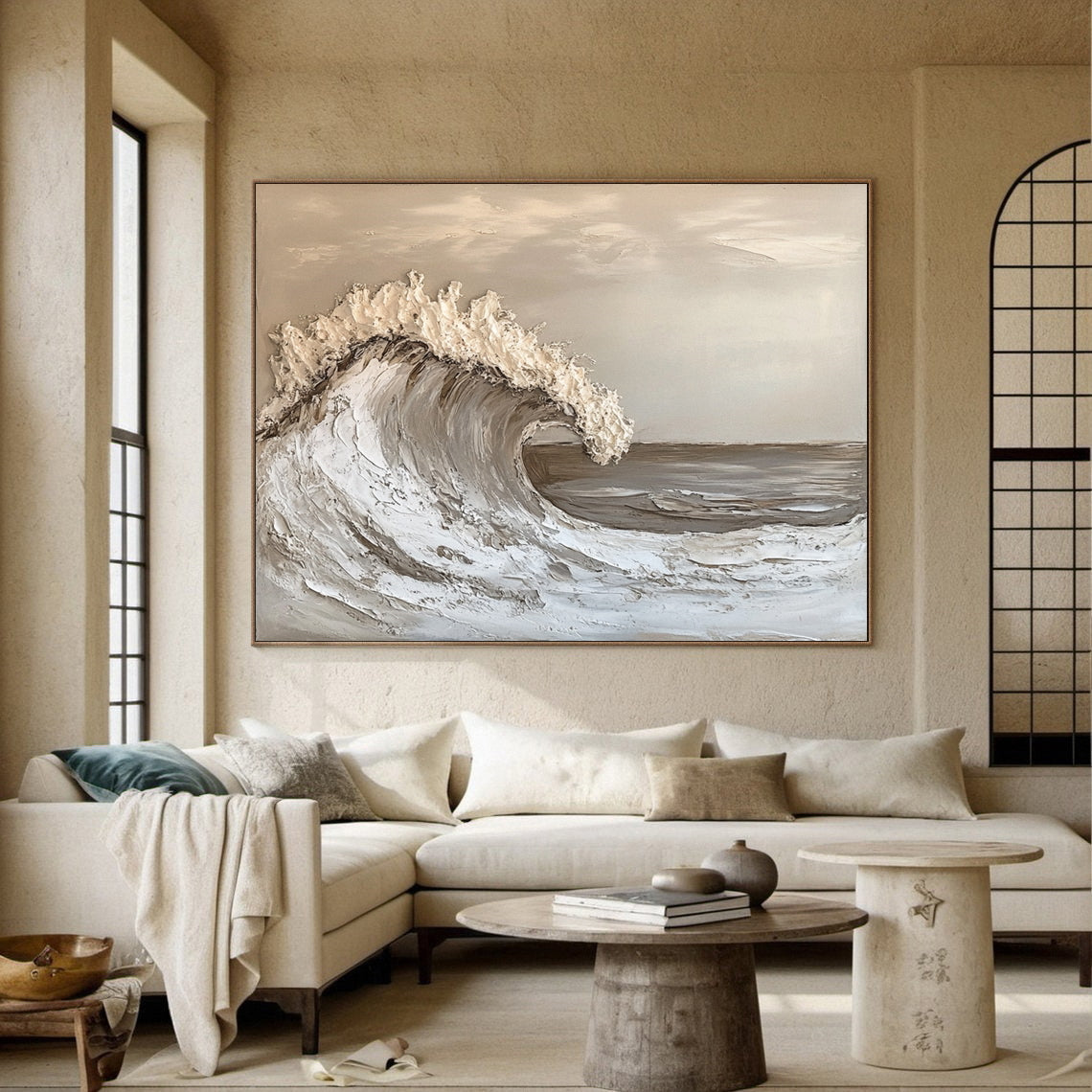 Large Textured Ocean Wave Artwork for Sophisticated Interior Design #BBM 052