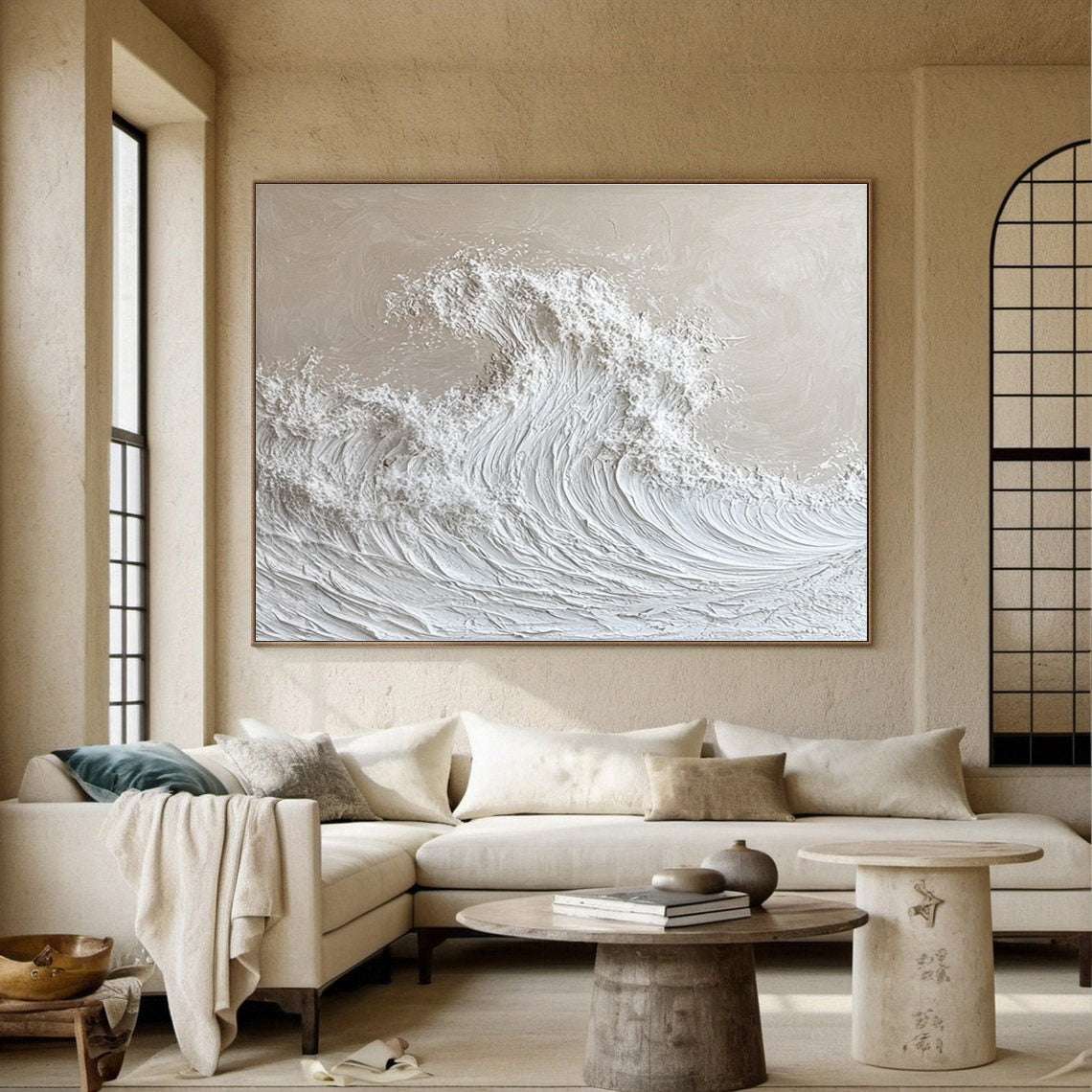 Modern Nature-Inspired Wall Art Textured Wave Oil Painting #BBM 050