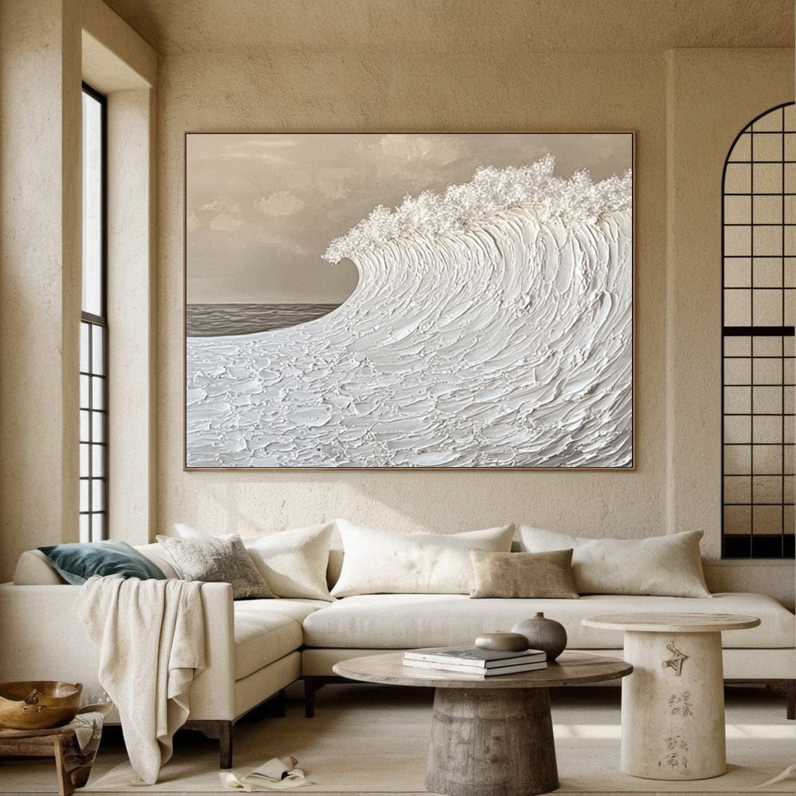 Large Textured Ocean Wave Artwork for Sophisticated Interior Design #BBM 053