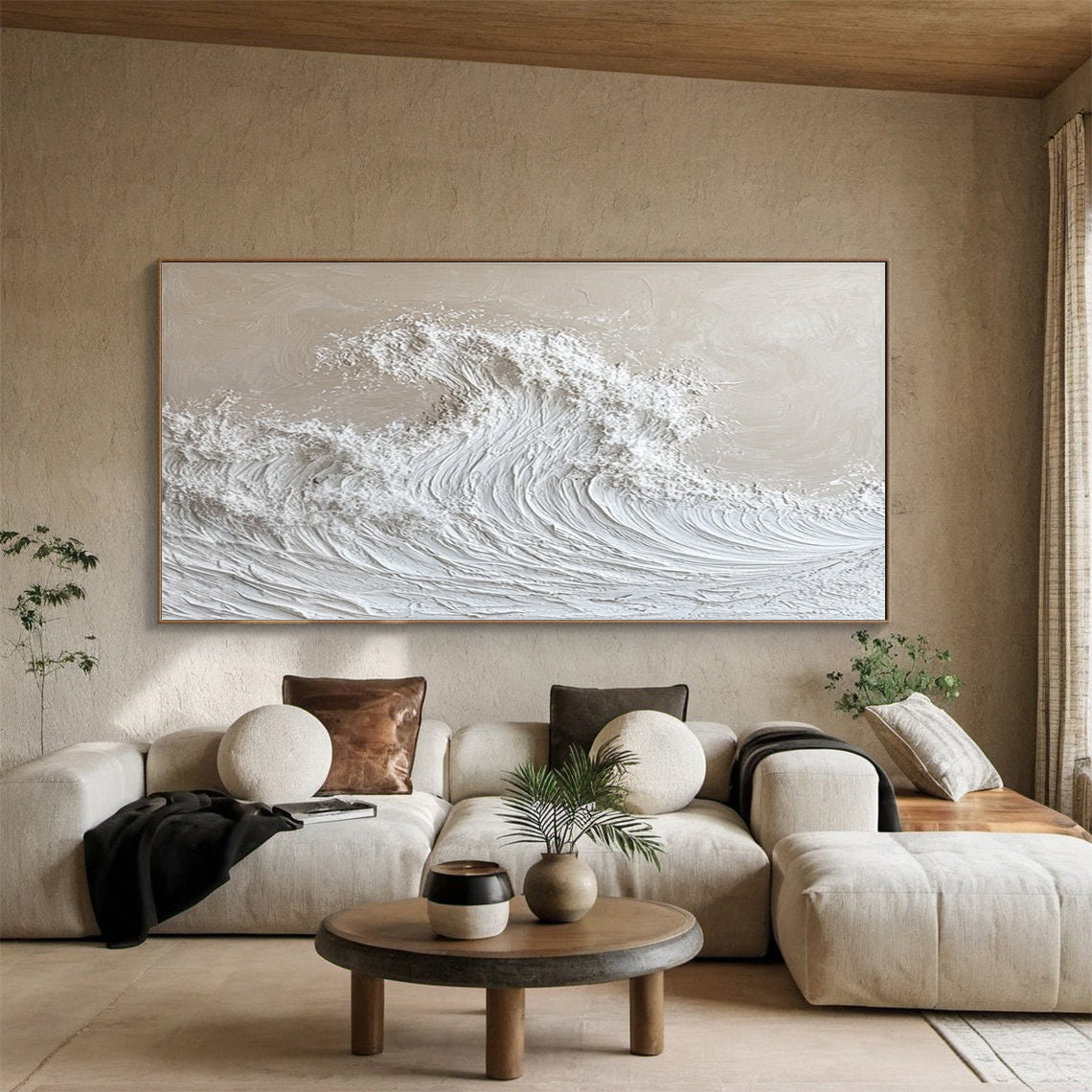 Modern Nature-Inspired Wall Art Textured Wave Oil Painting #BBM 050