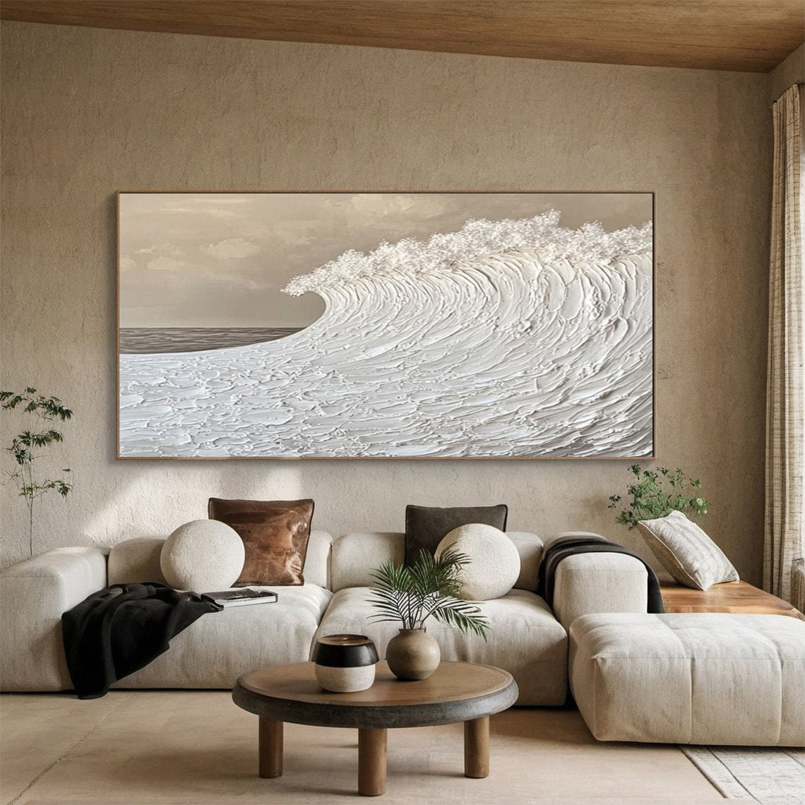 Large Textured Ocean Wave Artwork for Sophisticated Interior Design #BBM 053