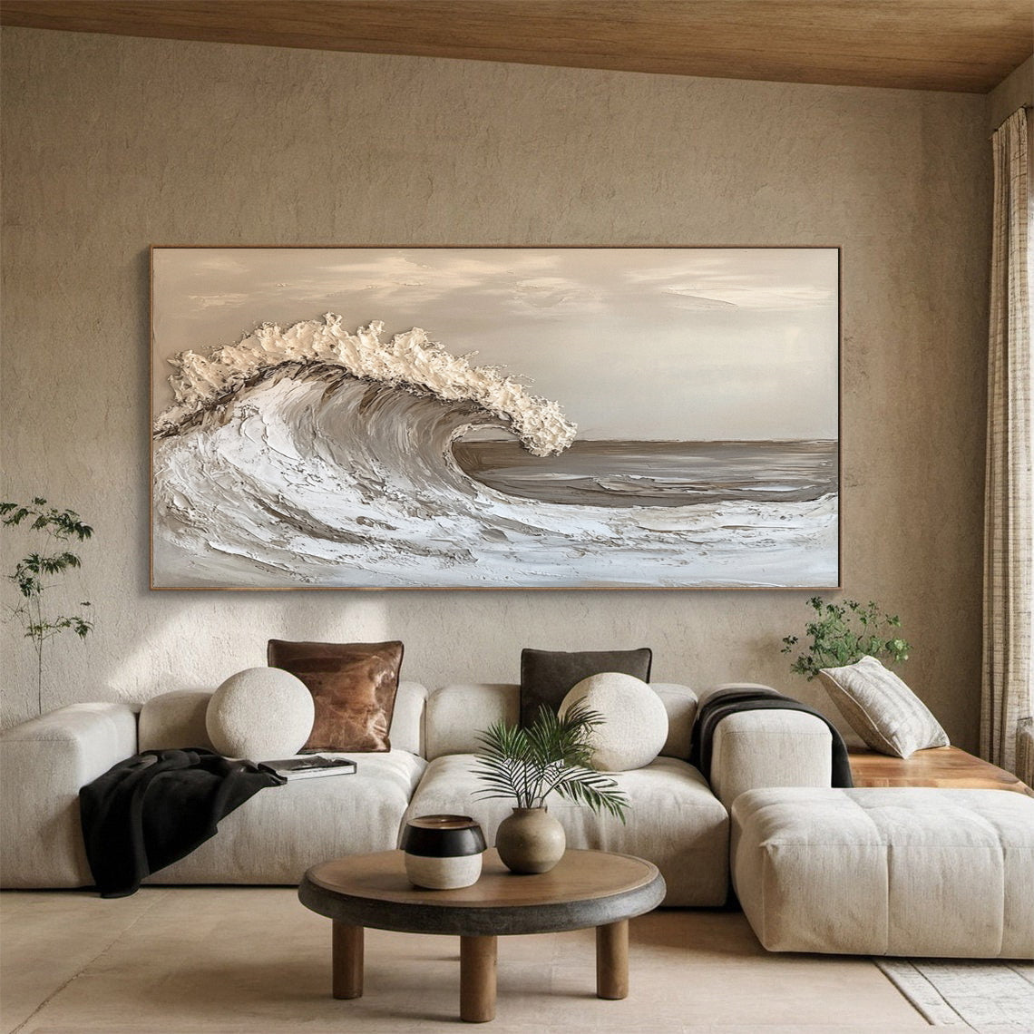 Large Textured Ocean Wave Artwork for Sophisticated Interior Design #BBM 052