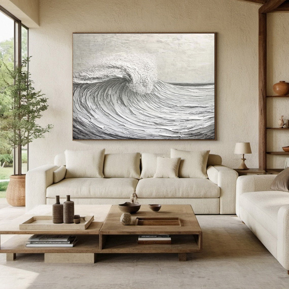 Large Textured Ocean Wave Artwork for Sophisticated Interior Design #BBM 051