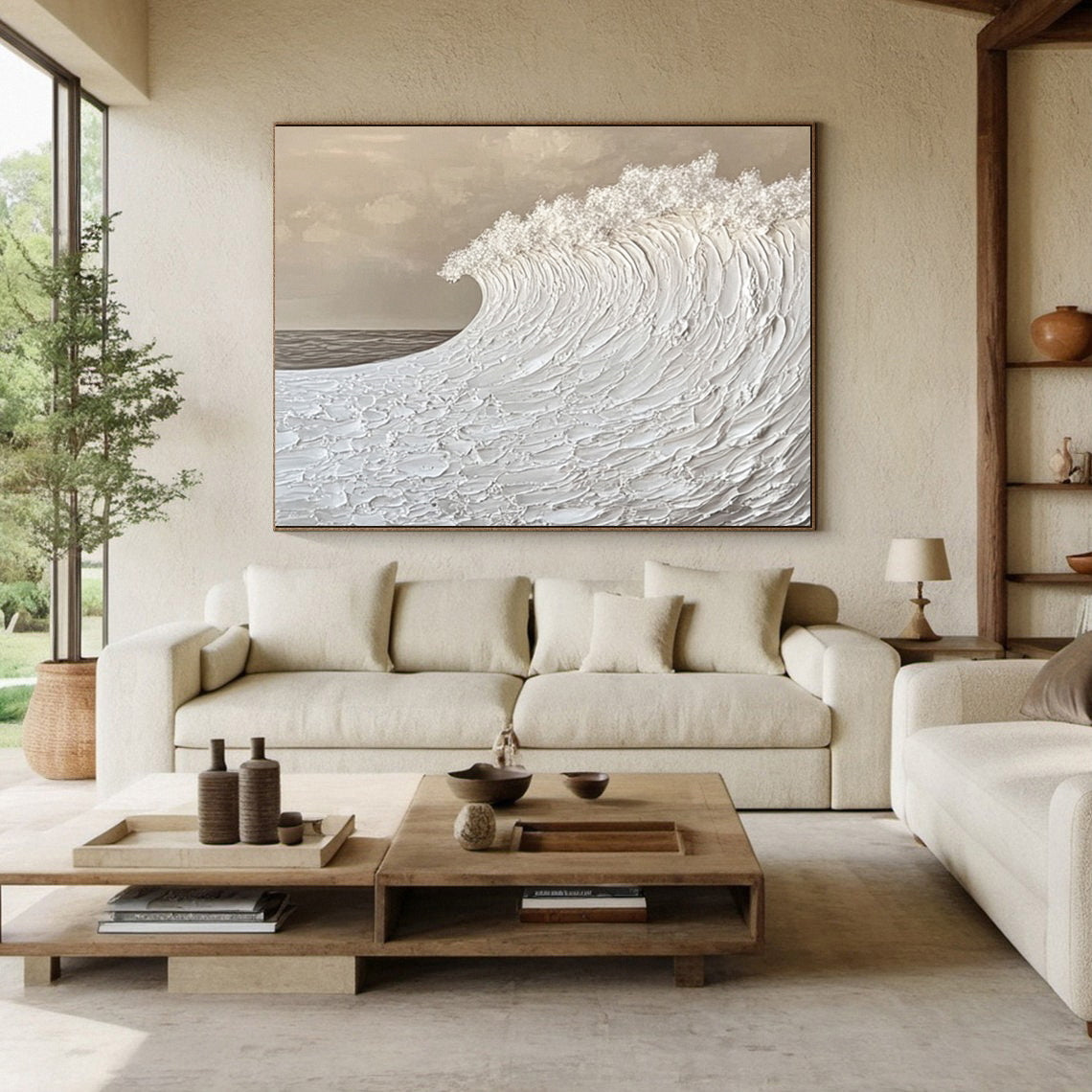 Large Textured Ocean Wave Artwork for Sophisticated Interior Design #BBM 053