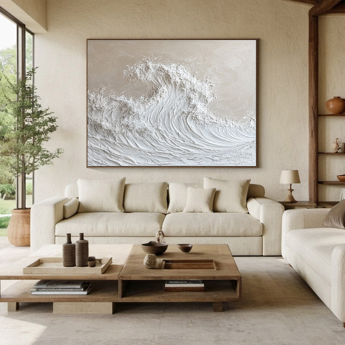 Modern Nature-Inspired Wall Art Textured Wave Oil Painting #BBM 050