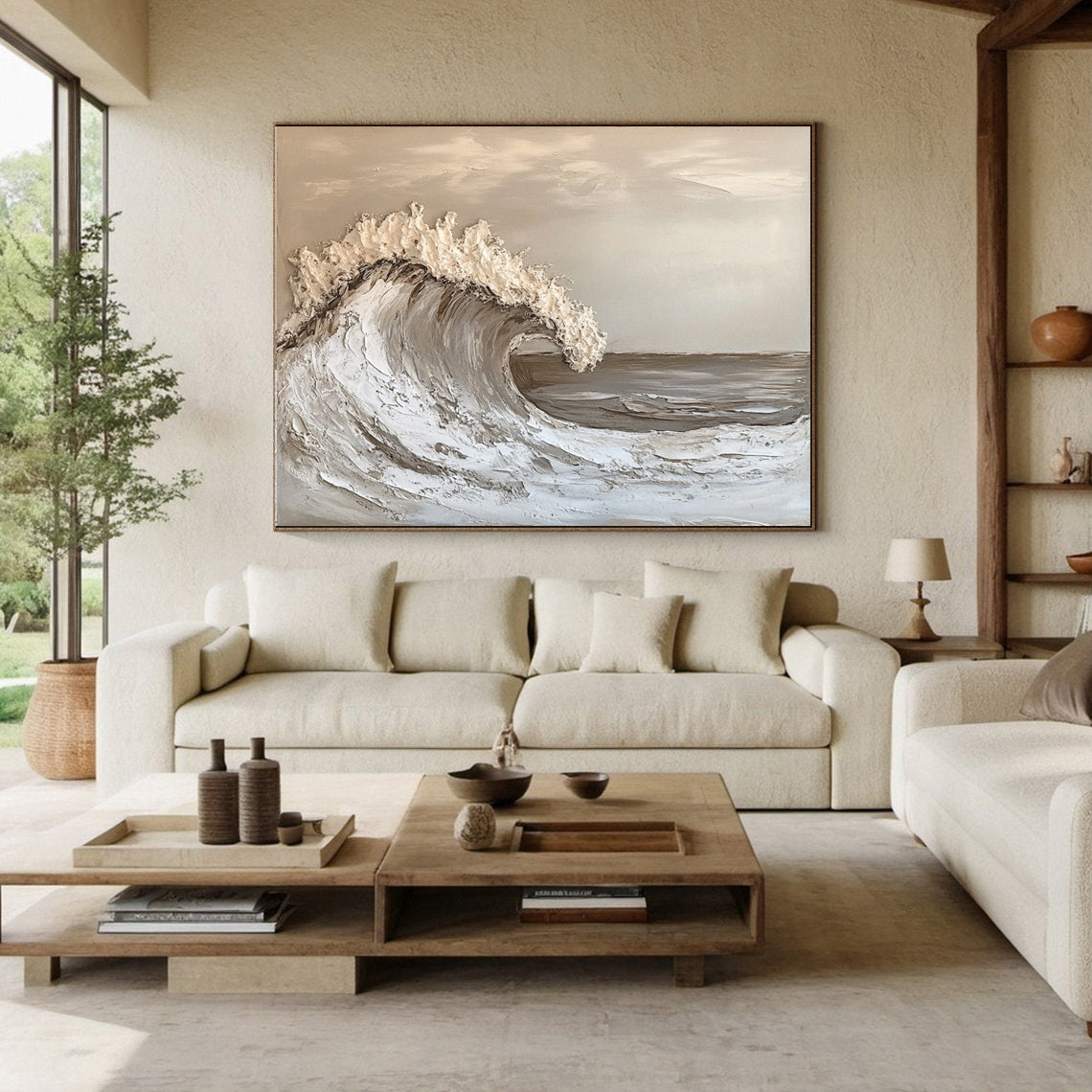 Large Textured Ocean Wave Artwork for Sophisticated Interior Design #BBM 052