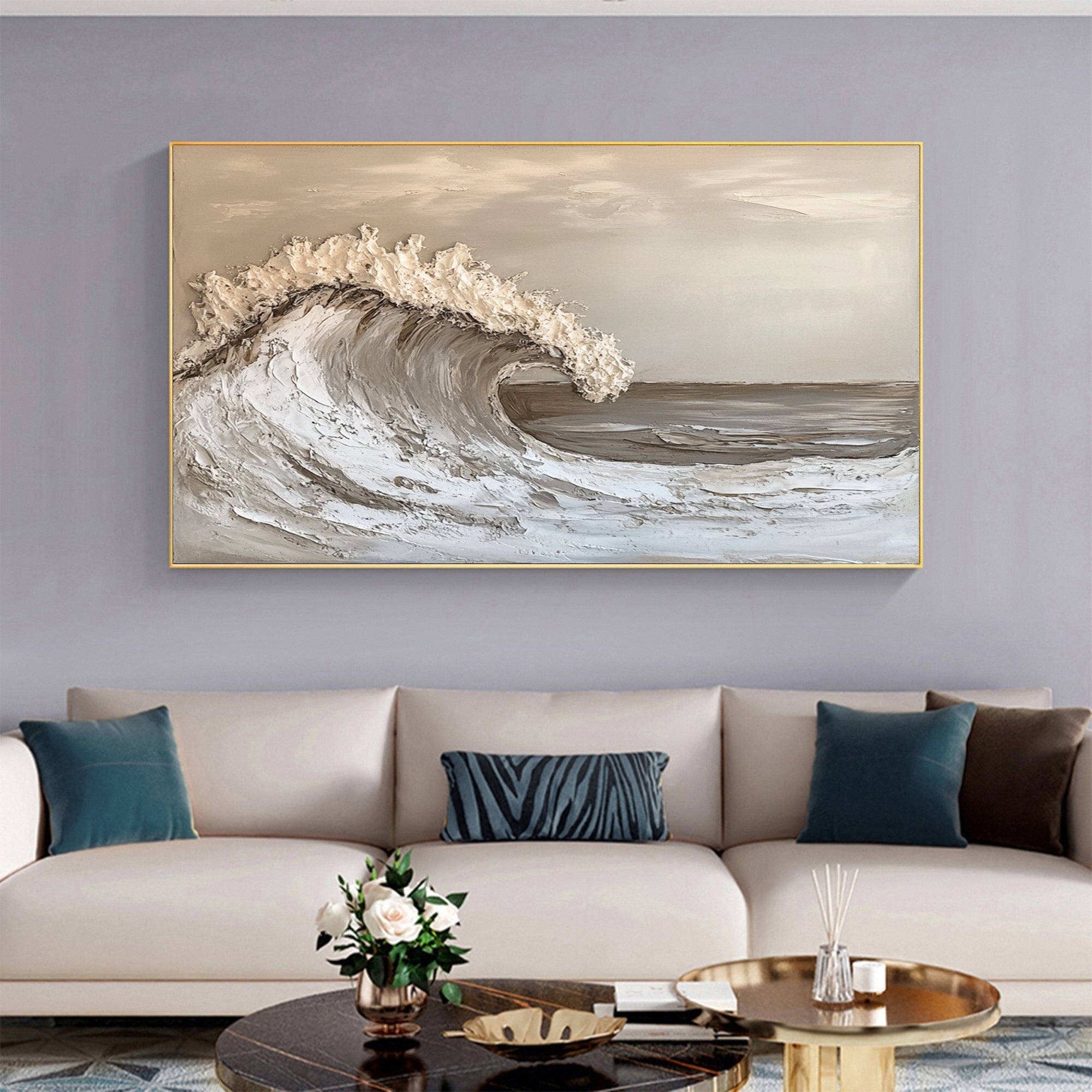 Large Textured Ocean Wave Artwork for Sophisticated Interior Design #BBM 052