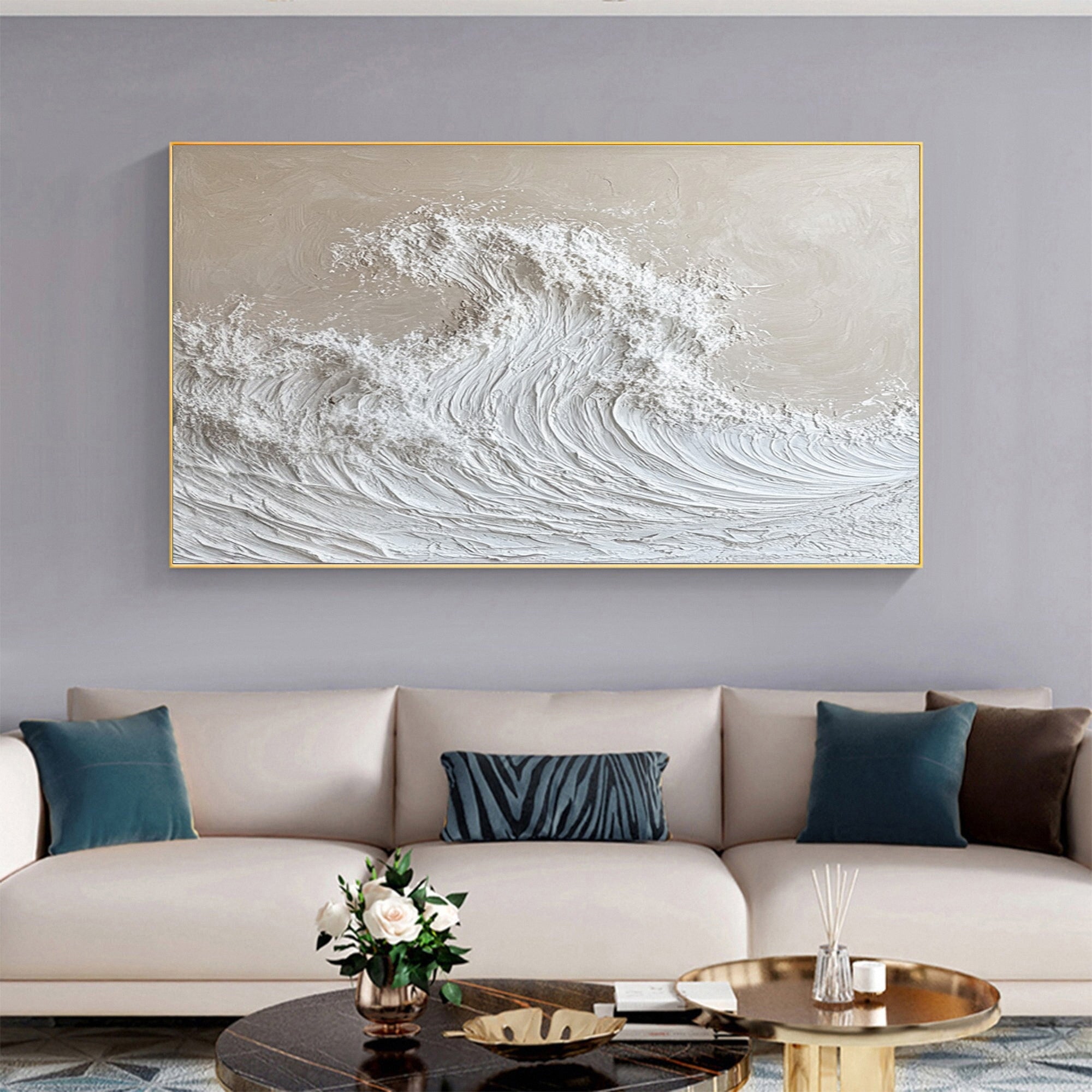 Modern Nature-Inspired Wall Art Textured Wave Oil Painting #BBM 050