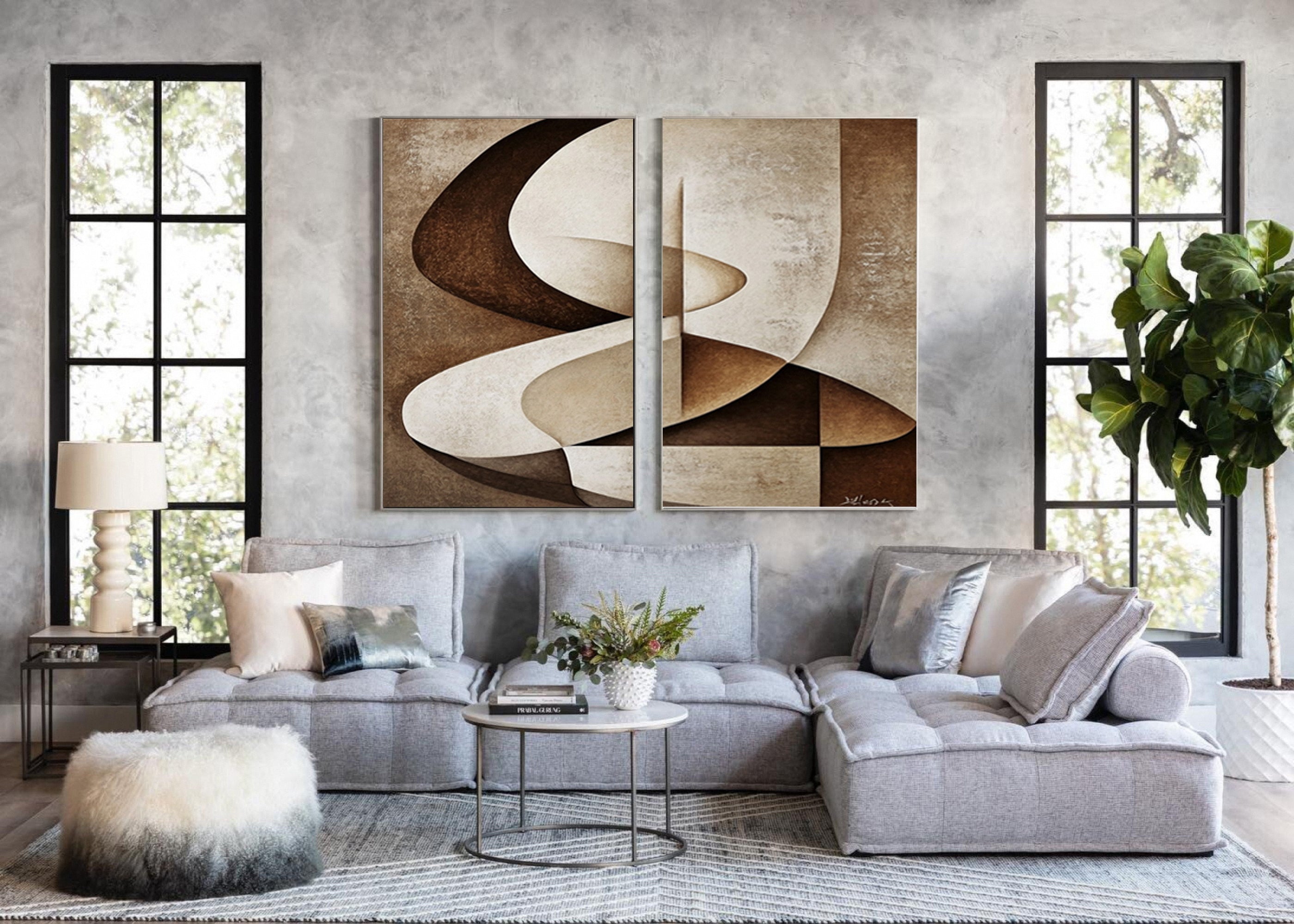 Modern Minimalist Abstract Wall Art - Large Canvas Art  #BBS 031