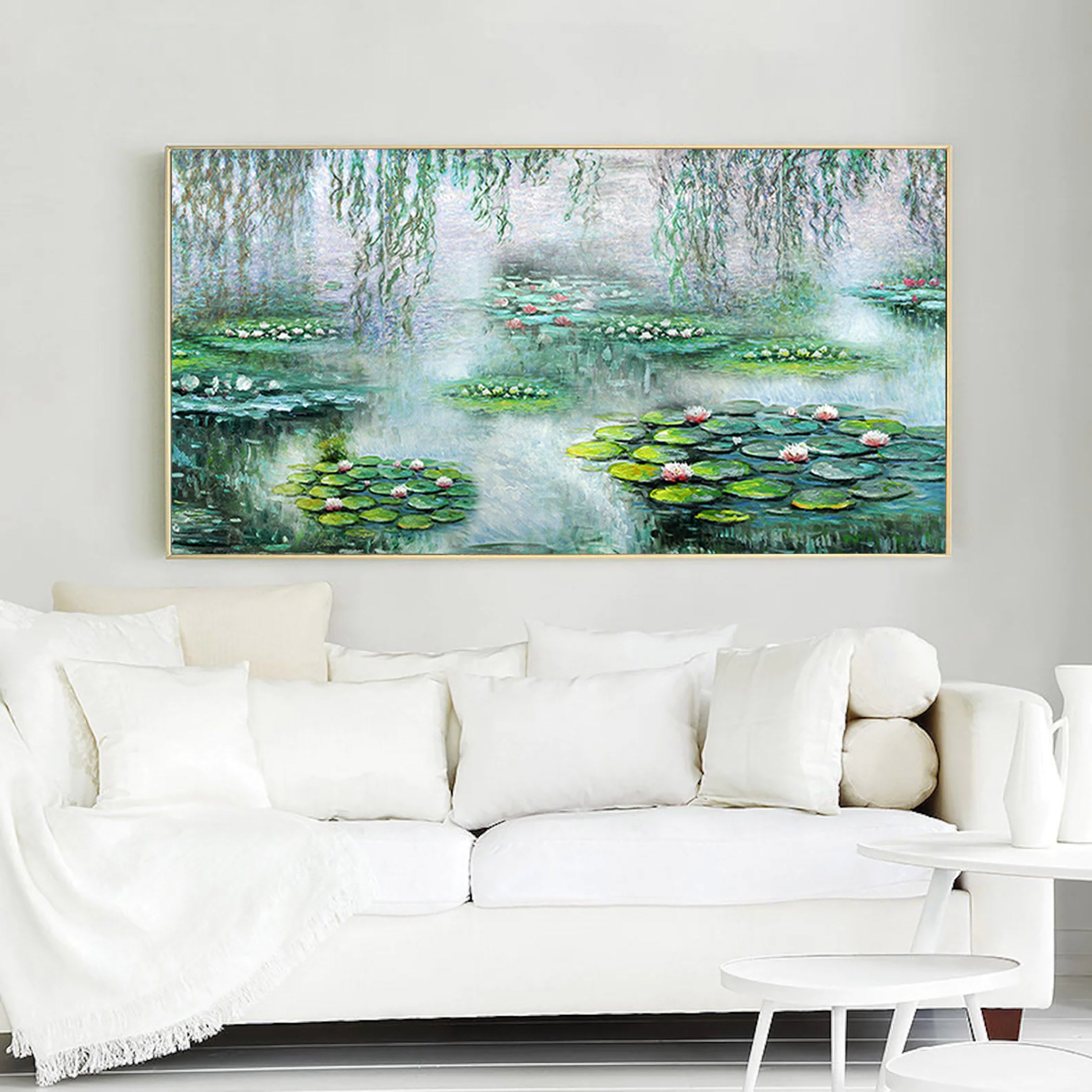 Tranquil Pond with Water Lilies, Impressionistic Wall Art #BGA 061