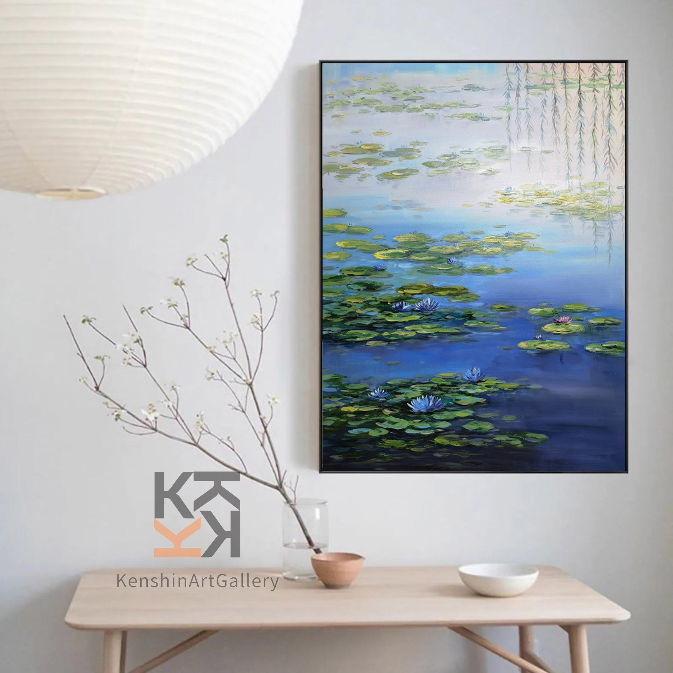 Water Lilies in Bloom Inspired by Monet, Impressionism Canvas #BGA 060