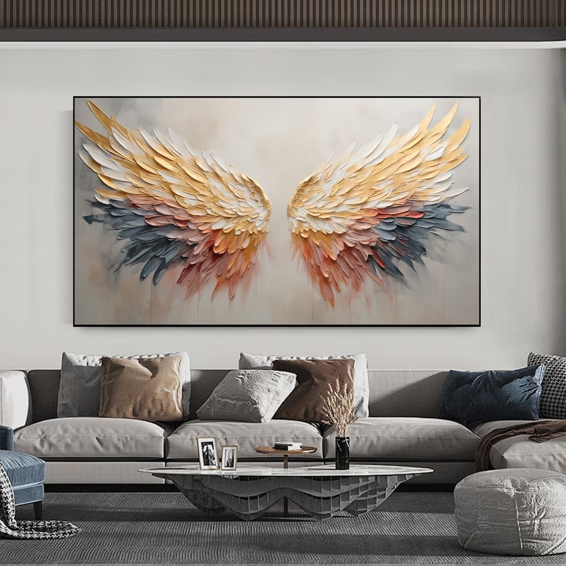 Gradient Angel Wings Textured Wall Art for Modern Interiors #BGA 042