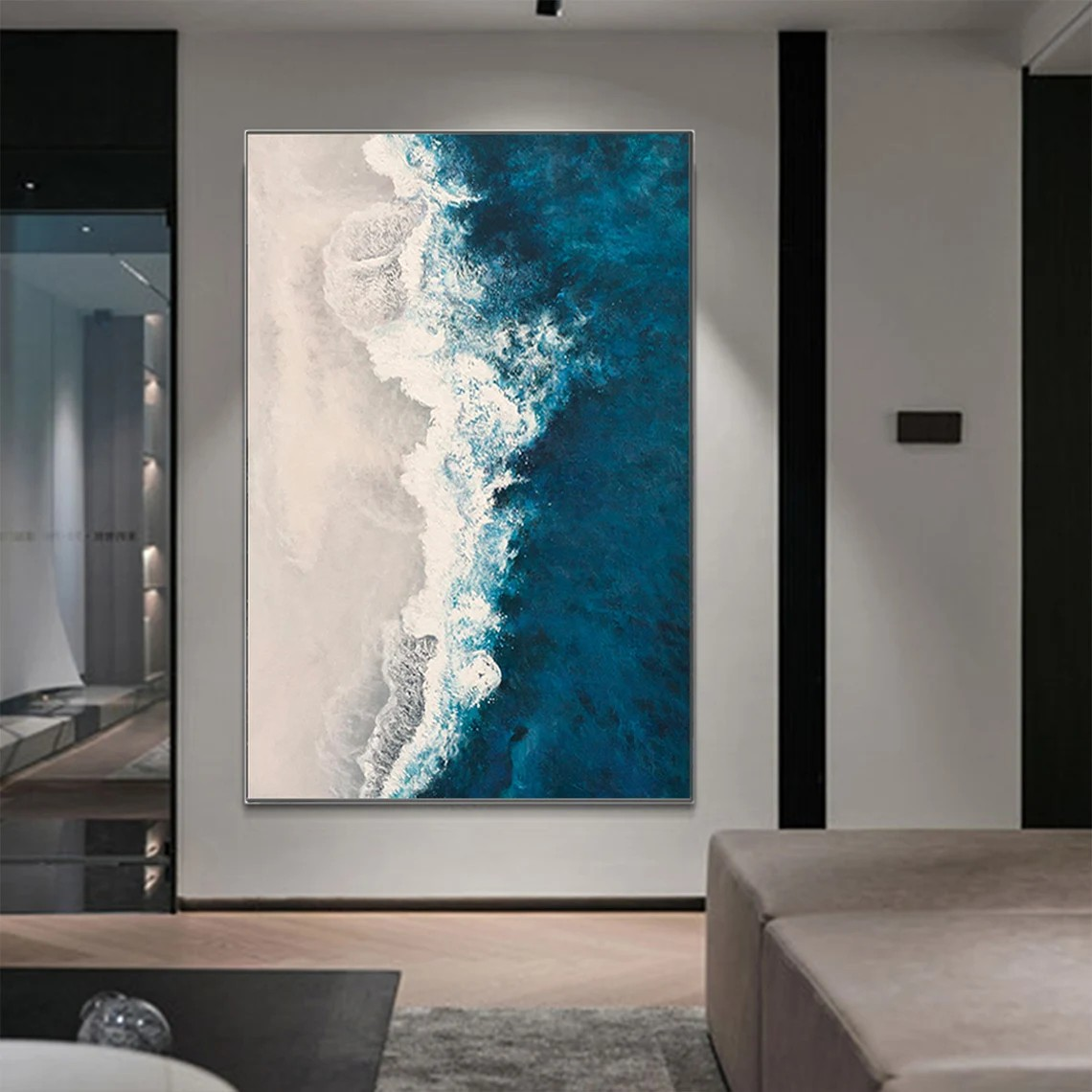 Blue Ocean Waves and Beach Wall Art #BGA 032