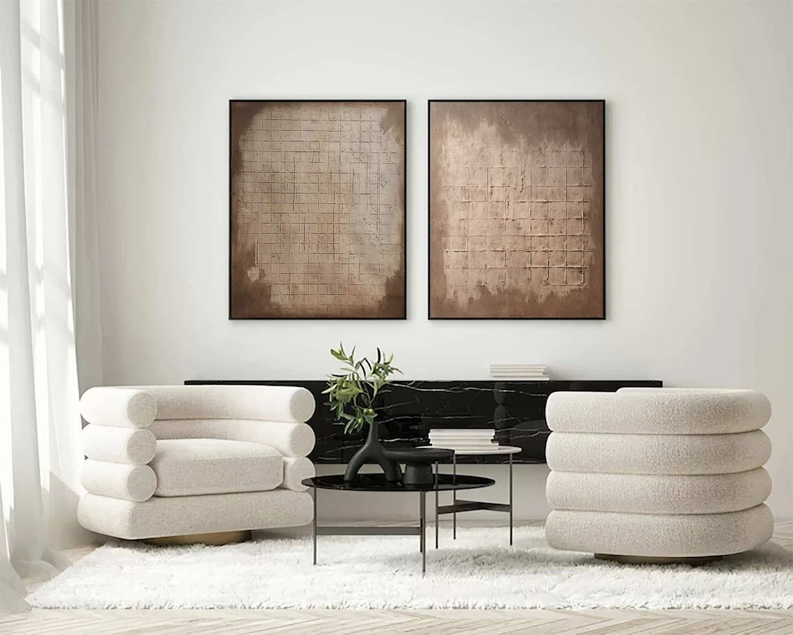 Brown Minimalist Large Abstract Wall Art #WSA 005