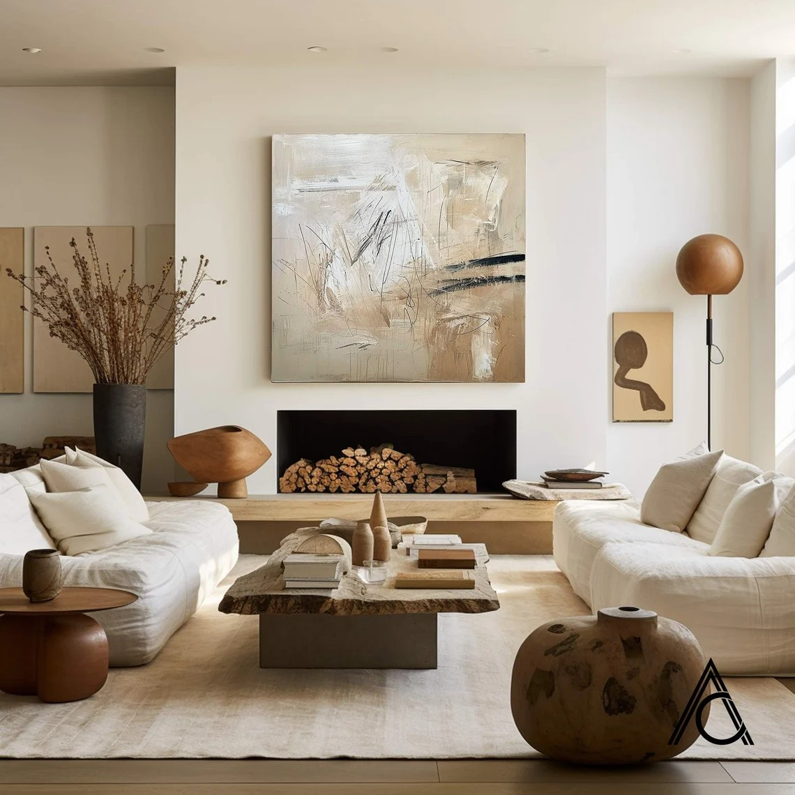 Modern Neutral Abstract Wall Art #WSA 015