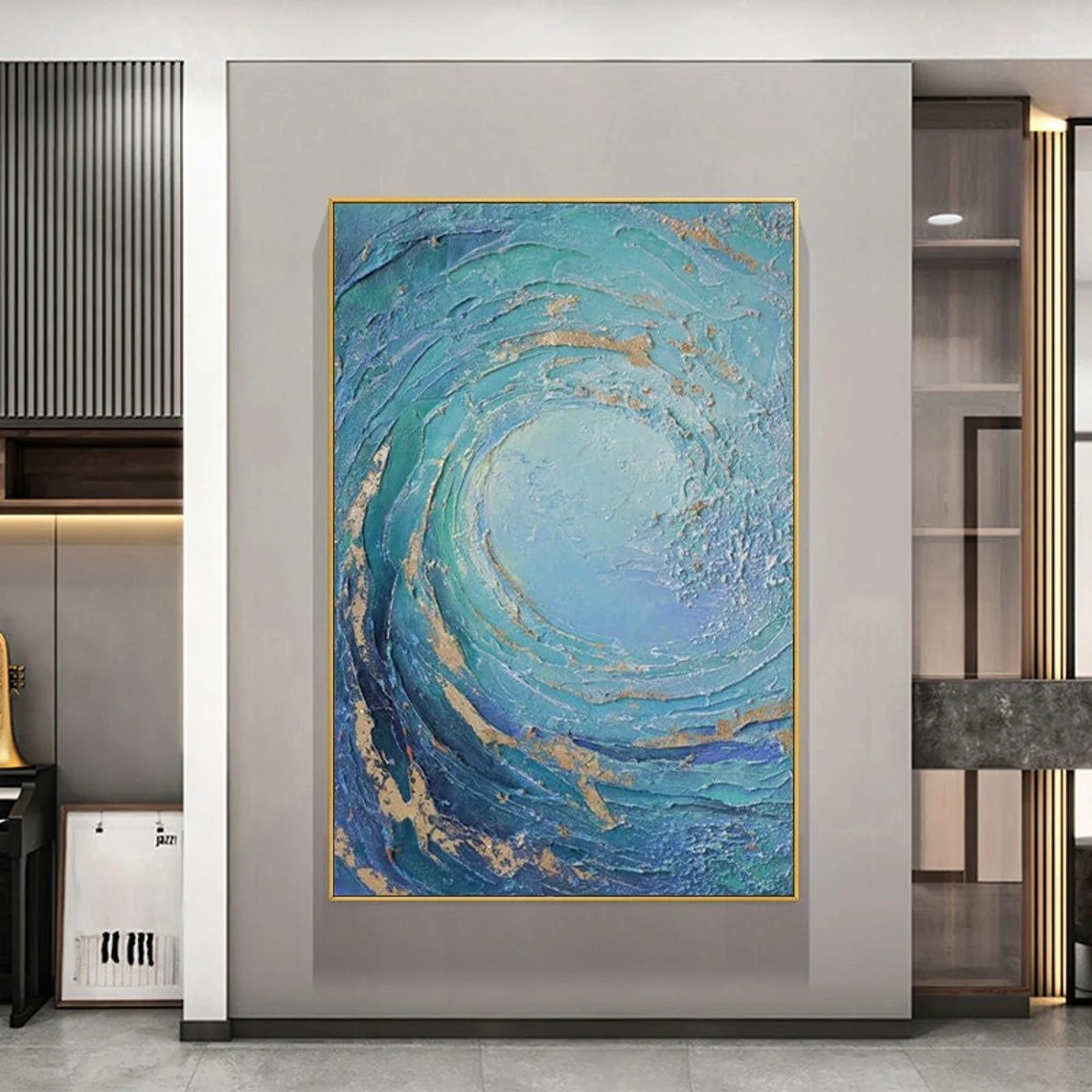 Blue Ocean Wave Abstract Wall Art #BGA 035