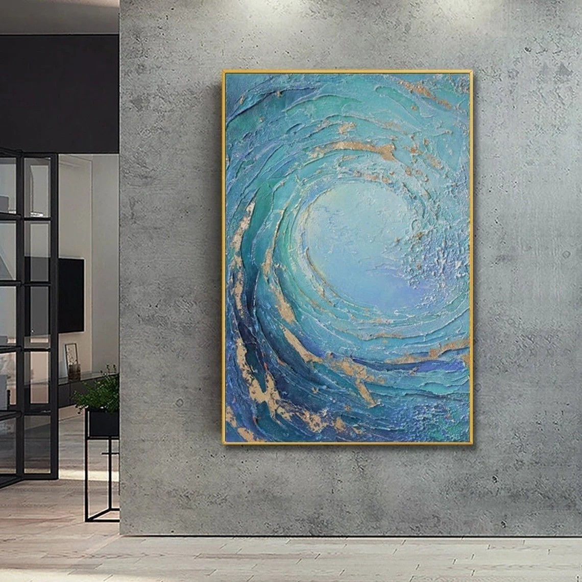 Blue Ocean Wave Abstract Wall Art #BGA 035