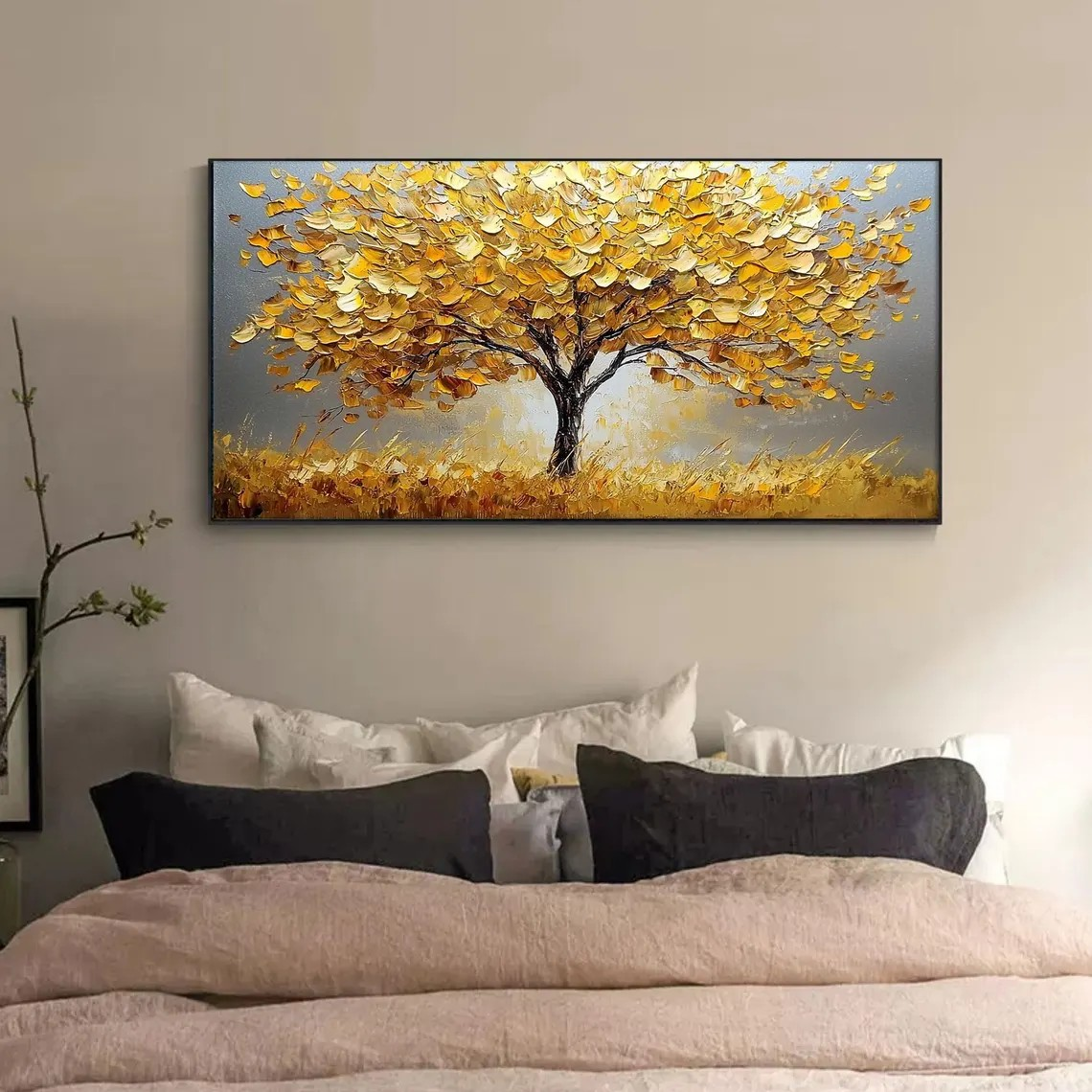 Abstract Golden Tree Canvas Wall Art #BGA 053