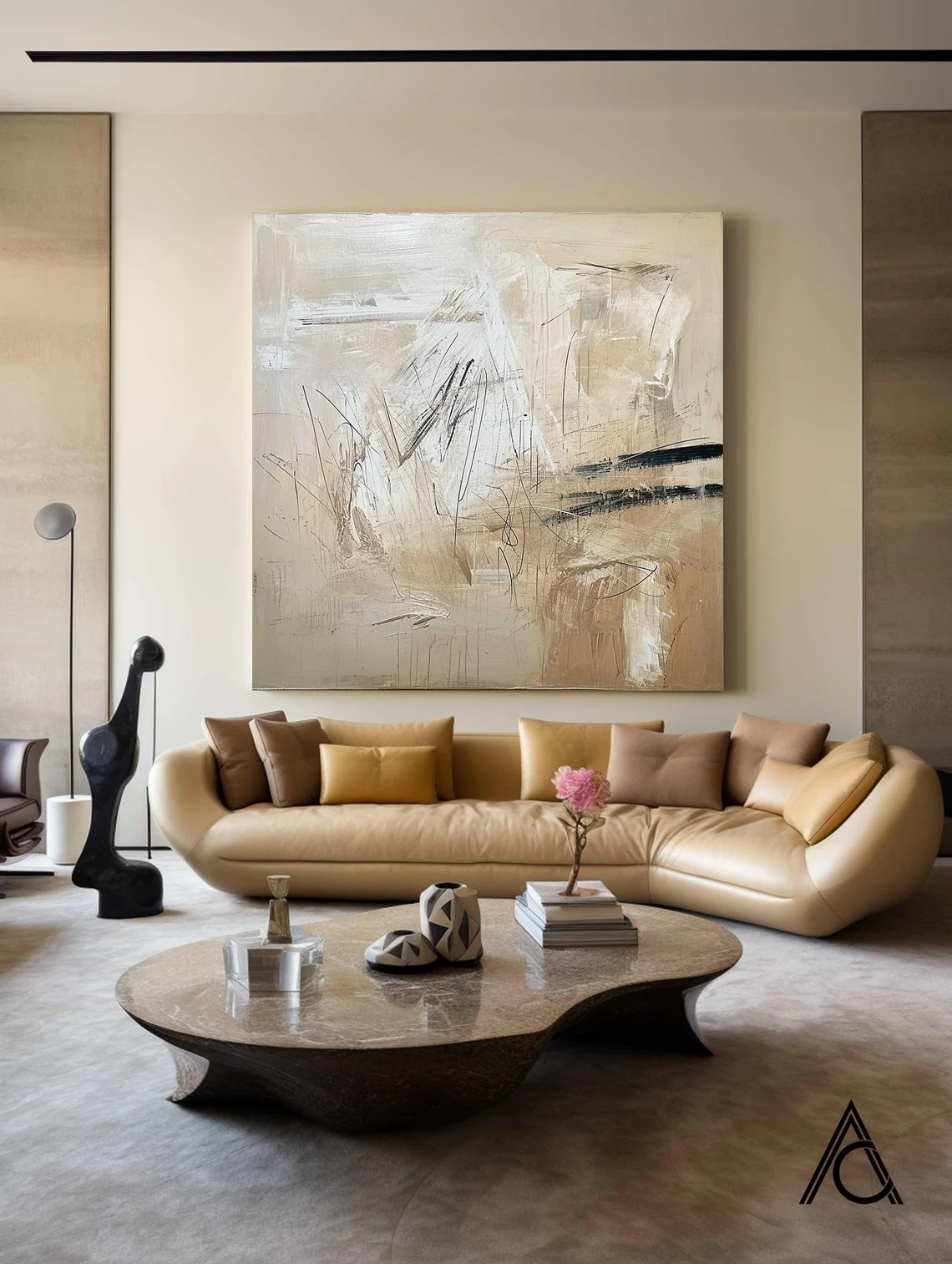 Modern Neutral Abstract Wall Art #WSA 015