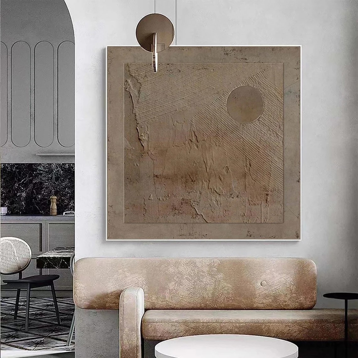 Japanese-Inspired Beige Abstract Wall Art #WSA 008