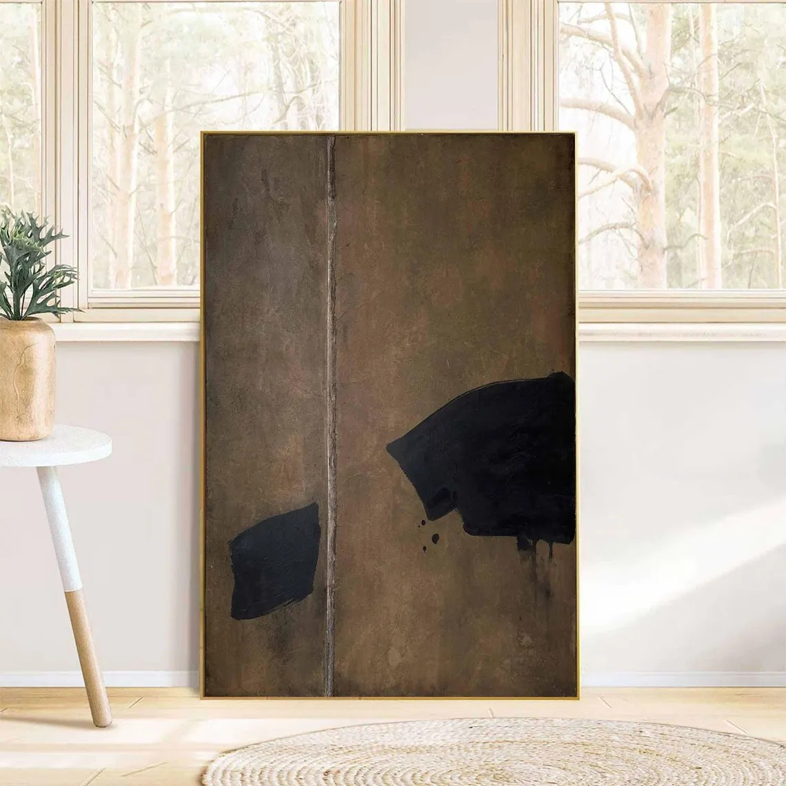 Modern Abstract Brown and Black Wall Art #WSA 007