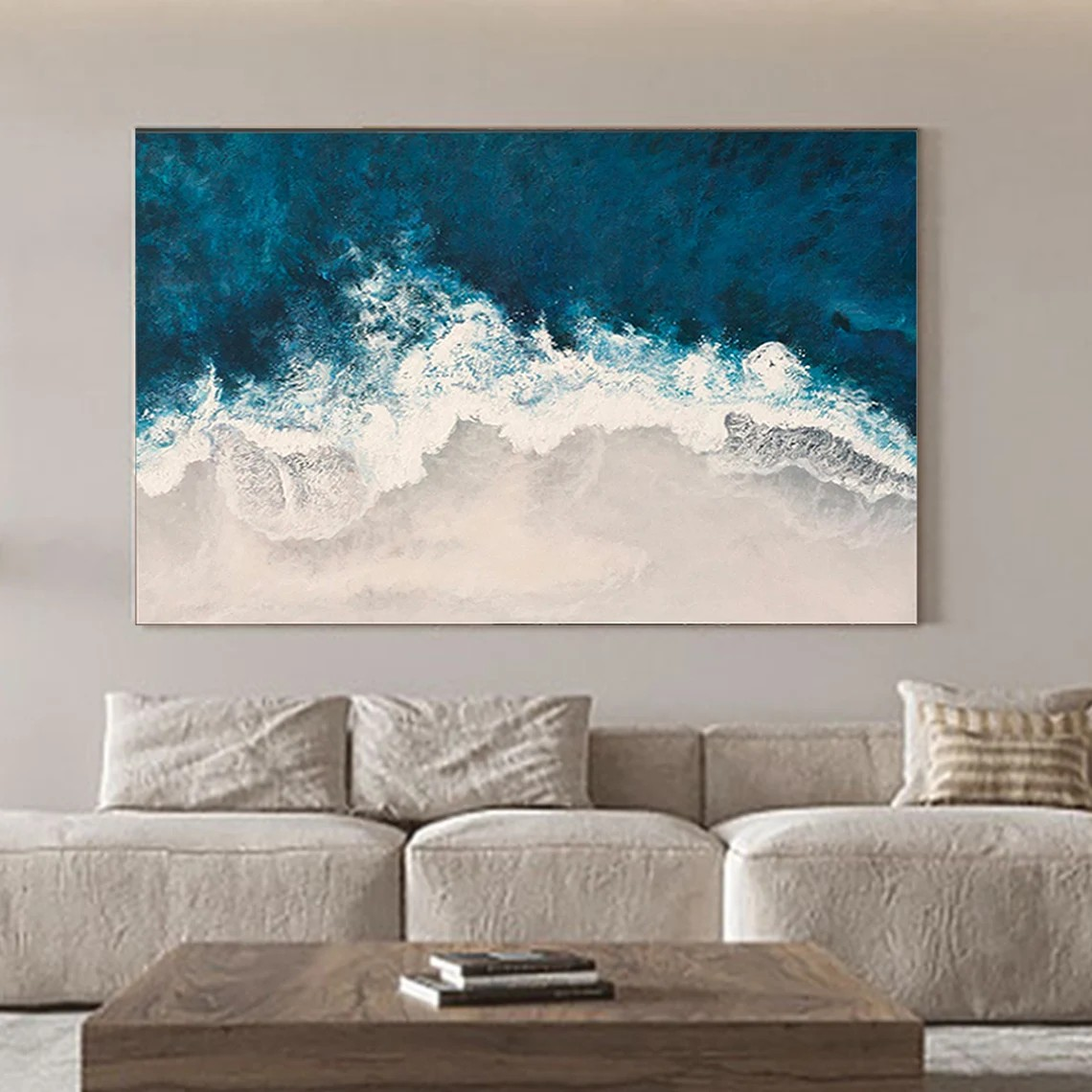 Blue Ocean Waves and Beach Wall Art #BGA 032