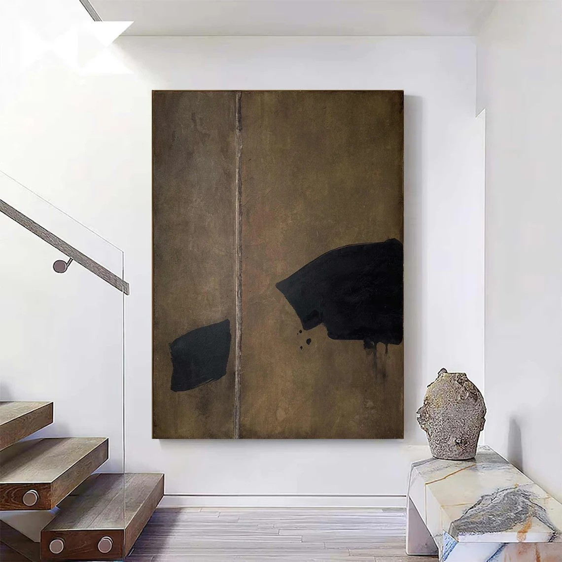 Modern Abstract Brown and Black Wall Art #WSA 007