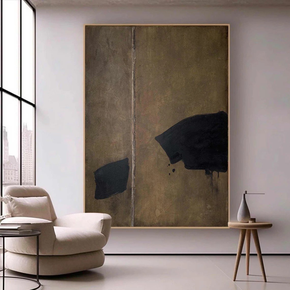 Modern Abstract Brown and Black Wall Art #WSA 007