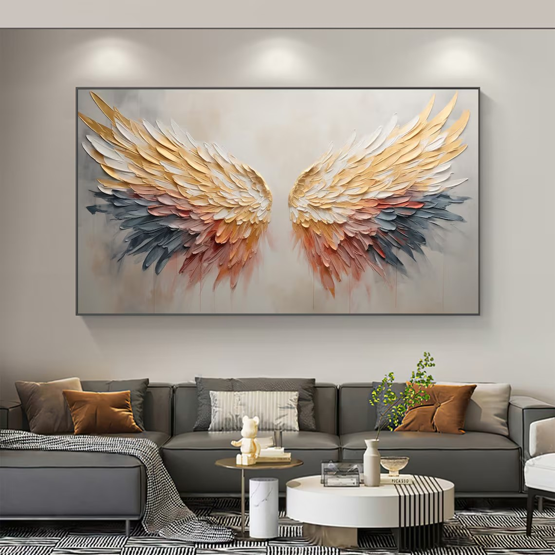 Gradient Angel Wings Textured Wall Art for Modern Interiors #BGA 042