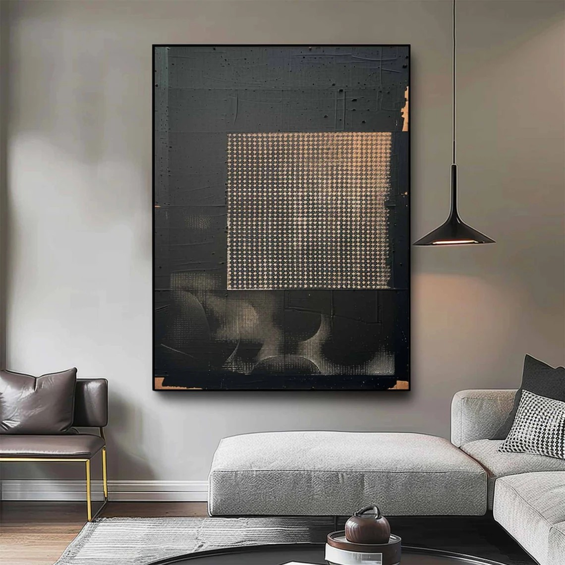 Black Geometric Pattern Wall Art #WSA 003