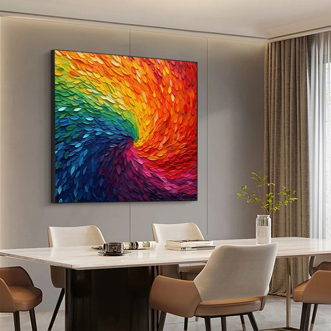 Vibrant Rainbow Spiral Abstract Painting #WSA 016