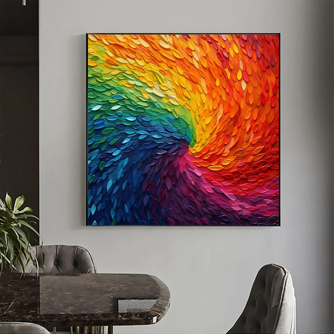 Vibrant Rainbow Spiral Abstract Painting #WSA 016