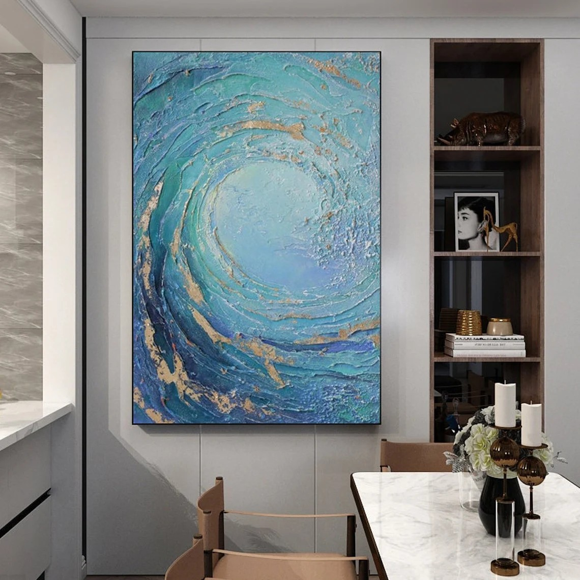 Blue Ocean Wave Abstract Wall Art #BGA 035