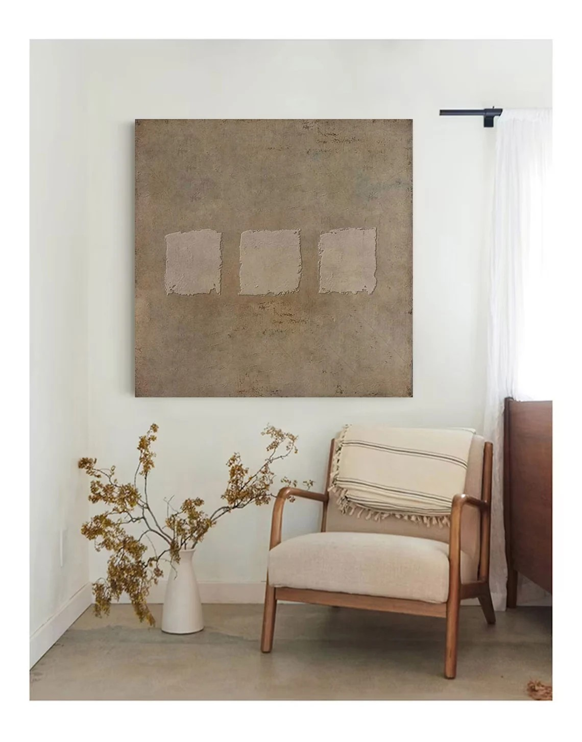 Earthy Beige Minimalist Japanese Wall Art #WSA 010